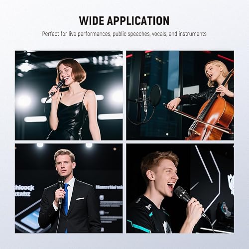 Miniatura 7 de NEEWER DM01 Micrófono dinámico cardioide con cable XLR para podcast, PC, juegos, transmisión, voz de estudio, discursos, actuaciones en vivo, 600 +-