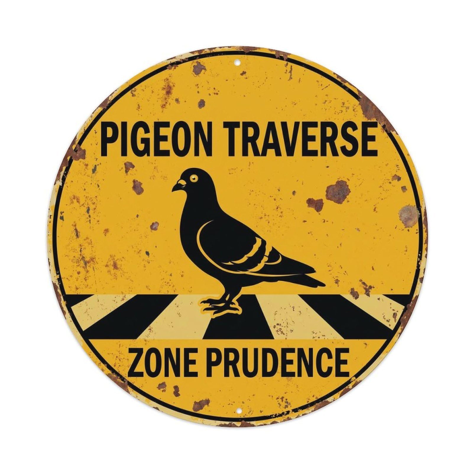 Pigeon Crossing Zone Prudence Cottage Metal Tin Sign