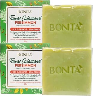 2 Bars BONITA Tawas Calamansi Persimmon Soap Bar for Face & Body 80g