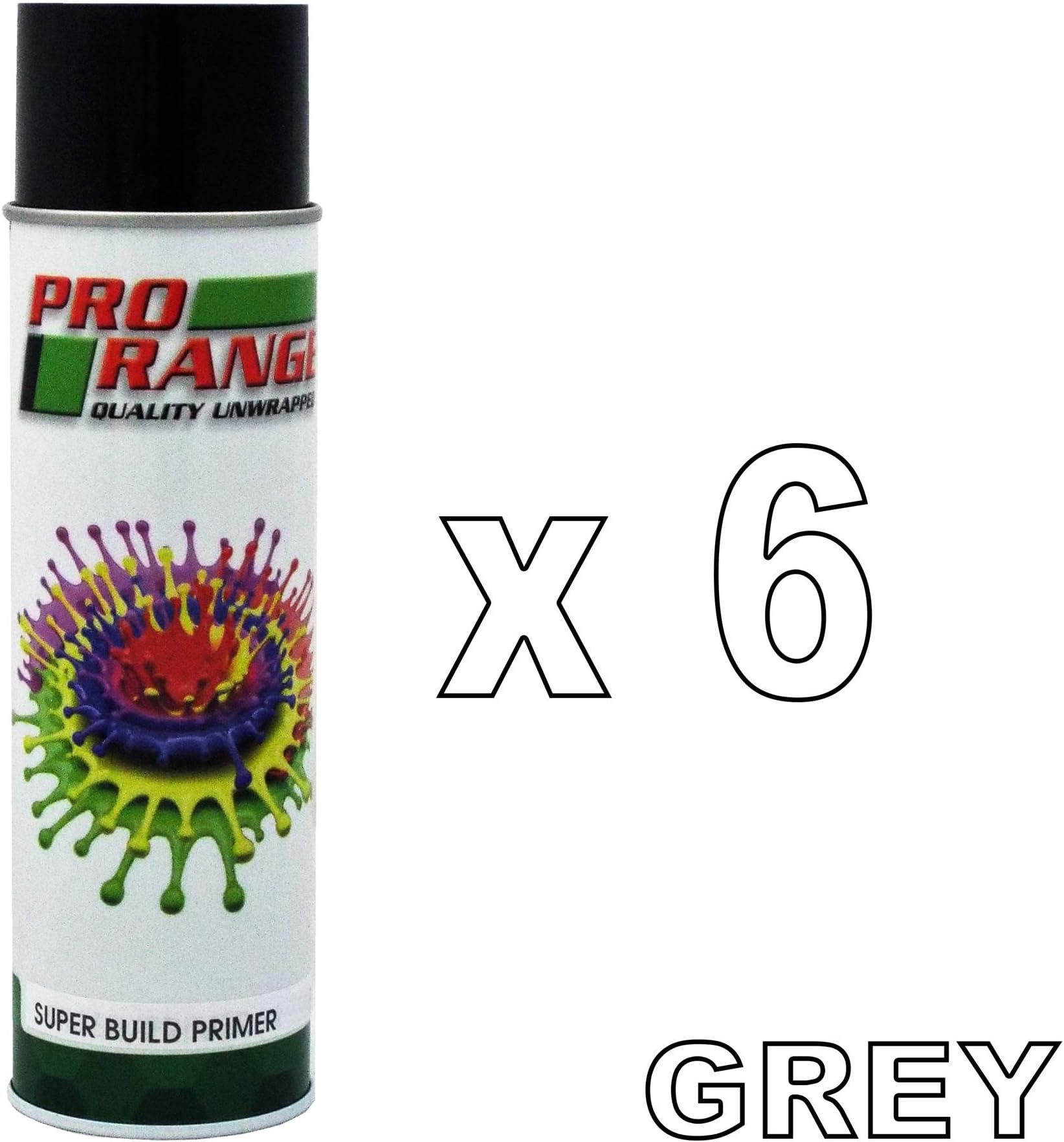 Pro Range PROSBPG500 GREY 1K HS High Build Aerosol Paint Primer Filler 6 x 500ml Cans Fast drying, easy sanding and economical. Ideal for spot and smart repair.