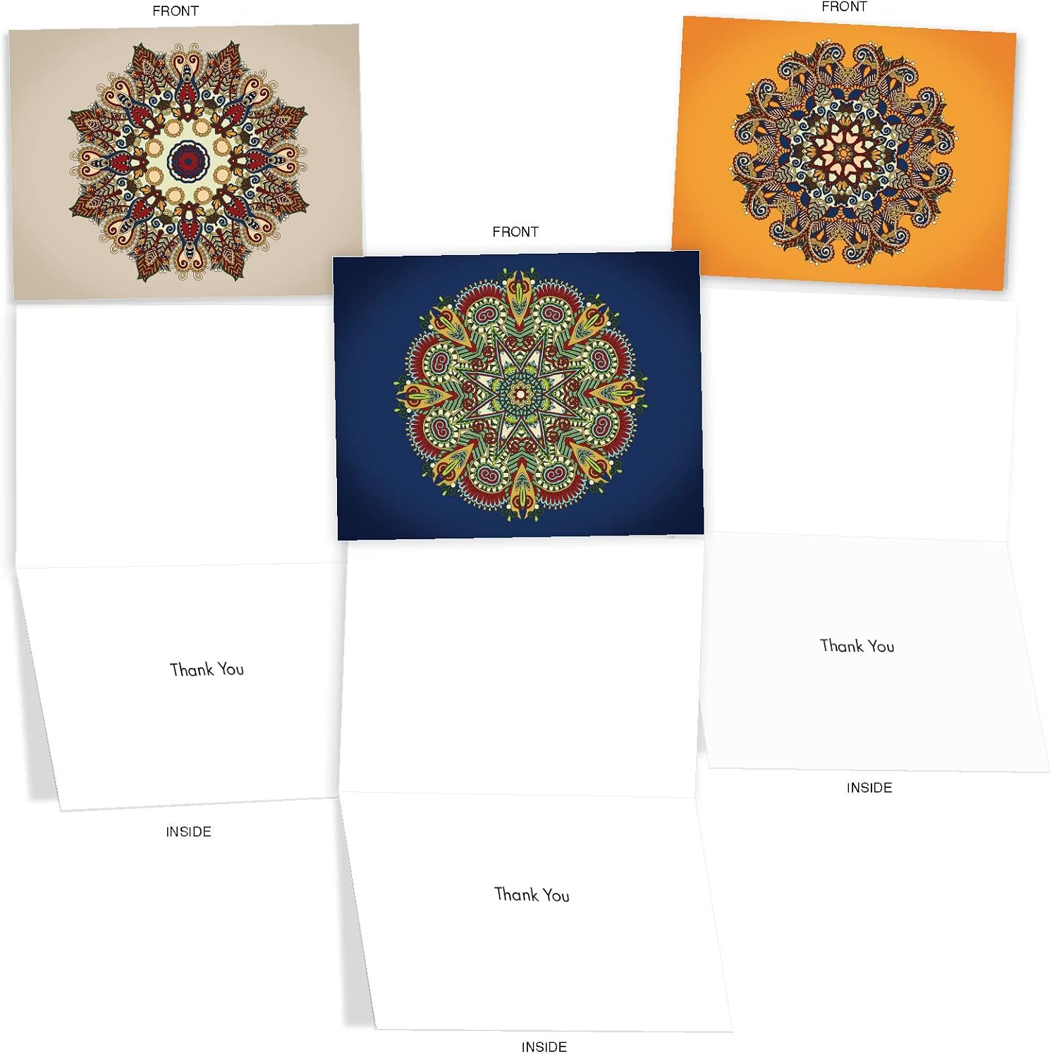 The Best Card Company - 10 Boxed Thank You Notes w/Envelopes, Assorted Stationery to Say Thanks for Men and Women - Mandala Mania M2964 - Image 5