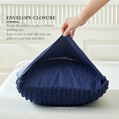 Miniatura 6 de WARMDERN Juego de 2 fundas de almohada azules de microfibra suave, fundas de almohada de microfibra suave con cierre de sobre (azul, King 20 x 36