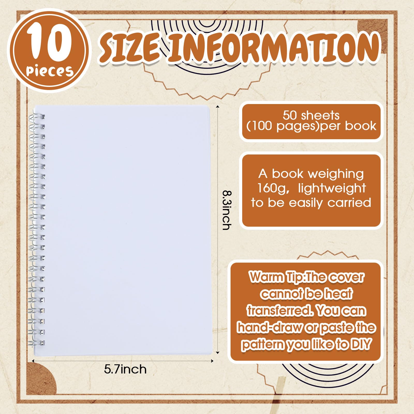 Henoyso 10 quaderni vuoti a spirale 5,7 x 8,3 con copertina rigida trasparente 100 pagine per libro Taccuino vuoto senza righe spesse quaderni a spirale per disegnare schizzi