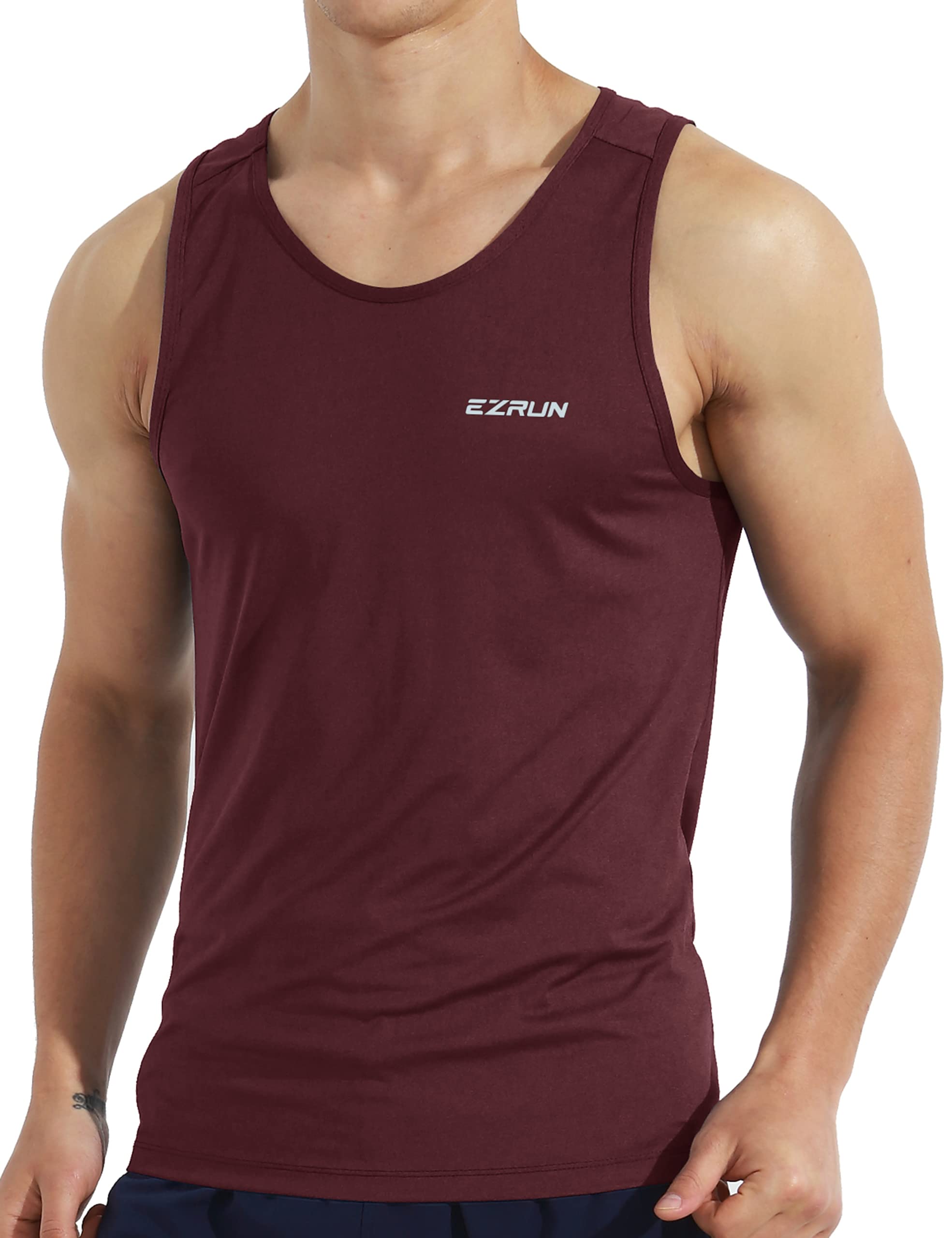 EZRUN Schnell trocknendes Sport-Tanktop für Bodybuilding, Fitnessstudio, athletisch, Joggen, Laufen, Fitness, Training, Workout, ärmellose Shirts