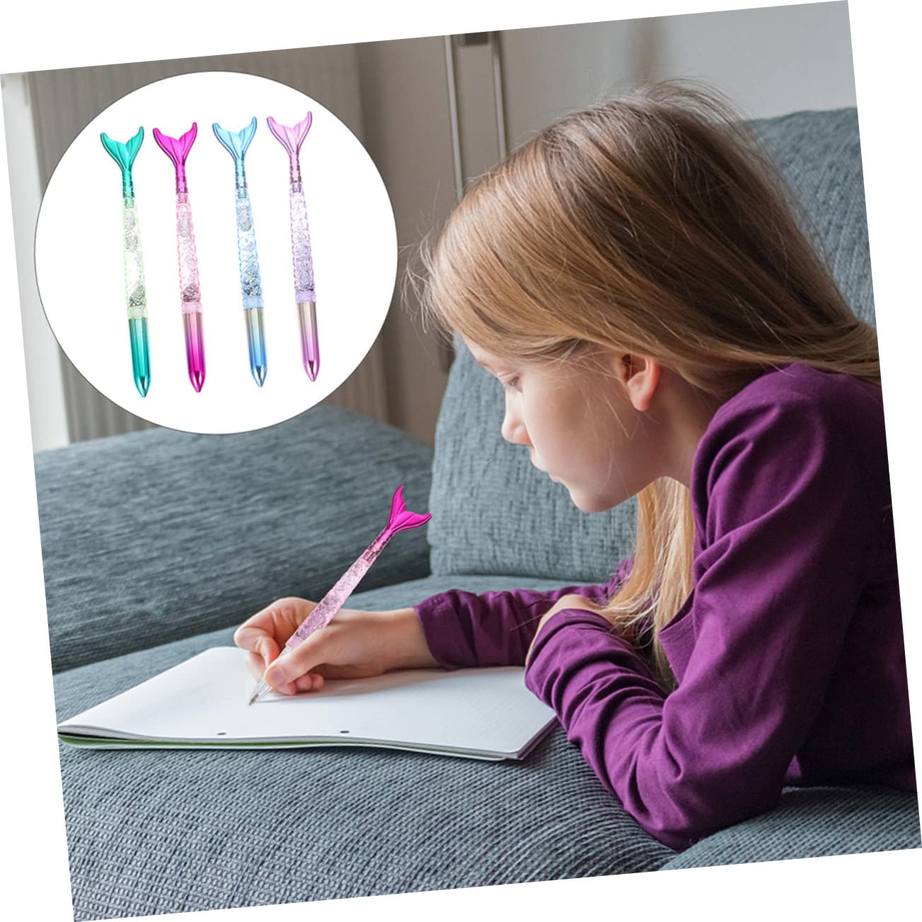 TEHAUX 3ensembles Stylos à Bille Et Gel Forme De Sirène Créatif Fournitures Scolaires Colorées Pour Étudiants