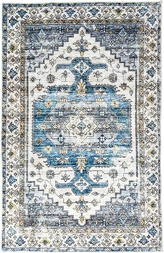 Miniatura 5 de NEATIIP Alfombra bohemia lavable de 2 x 3 pies, alfombra moderna oriental antideslizante, para sala de estar, dormitorio, cocina al aire libre,