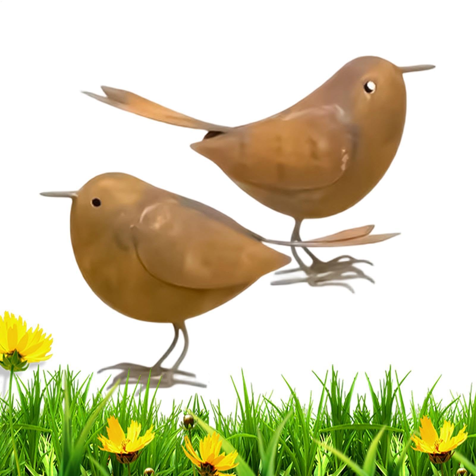 Figurines d'oiseaux en fer rouillé imperméable pour embellir un coin de verdure ou une table