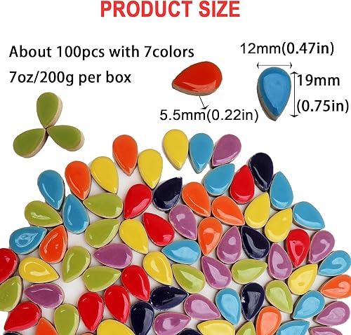 Miniatura 3 de Azulejos de mosaico de cerámica para manualidades, azulejos de mosaico de pétalos de colores surtidos de 7 onzas de cerámica para suministros de