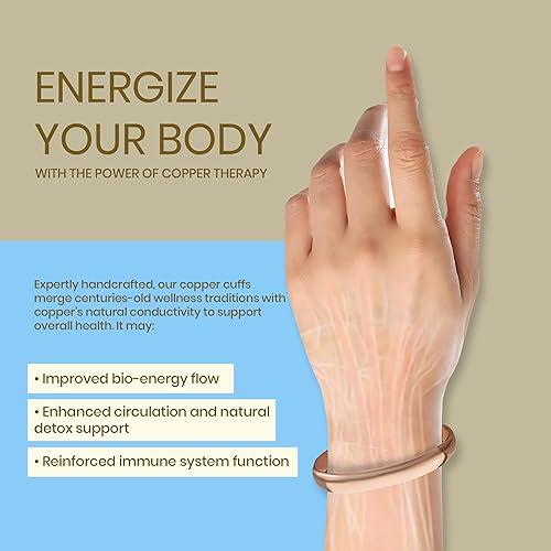 Miniatura 4 de Healing Monk Pulsera de cobre forjado a mano para hombres y mujeres, pulseras de cobre 100% auténticas, pulseras tibetanas reales y genuinas