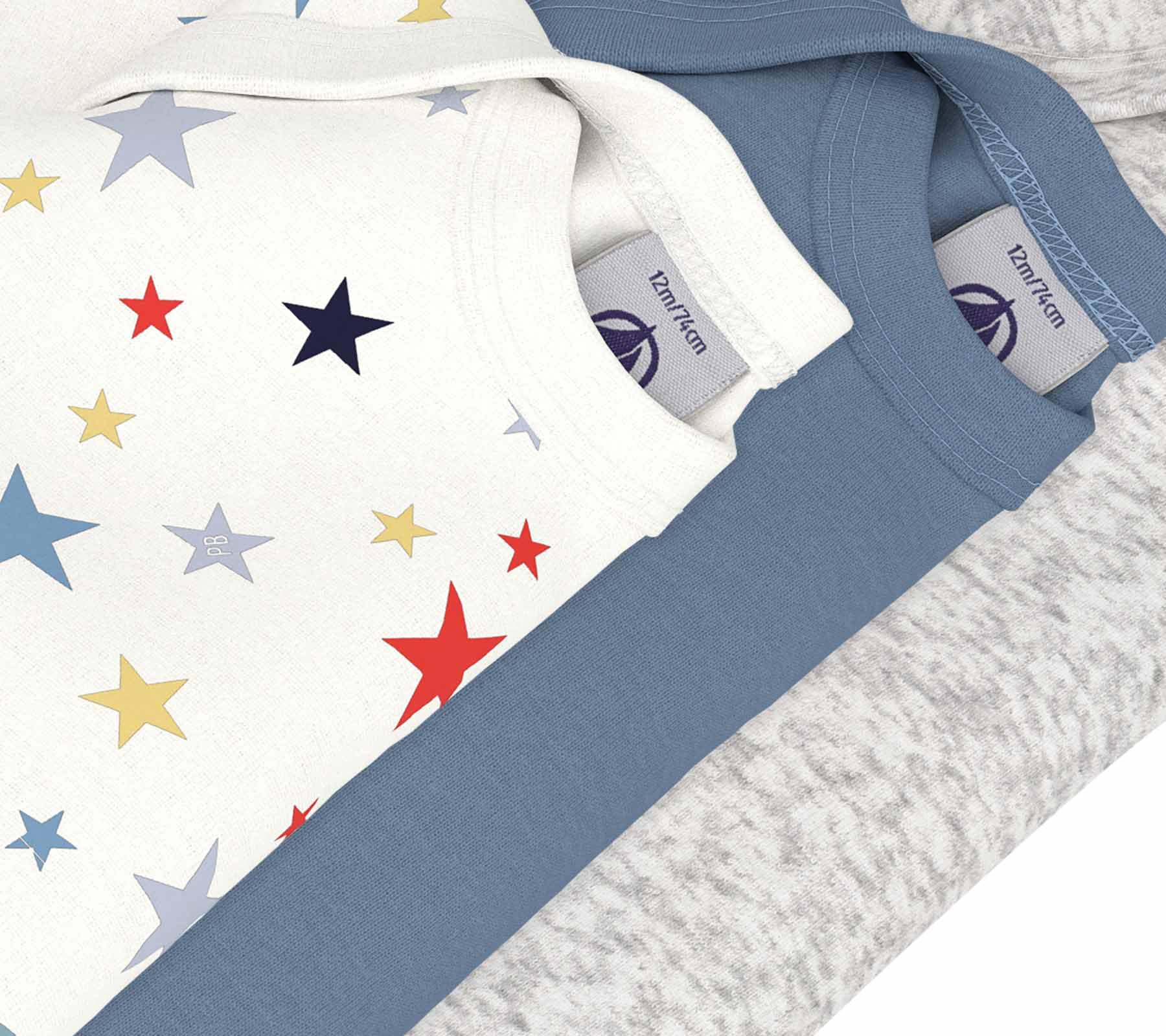 Petit Bateau A0fnm Biancheria intima GIORNO Unisex - Bimbi 0-24 (Pacco da 3)
