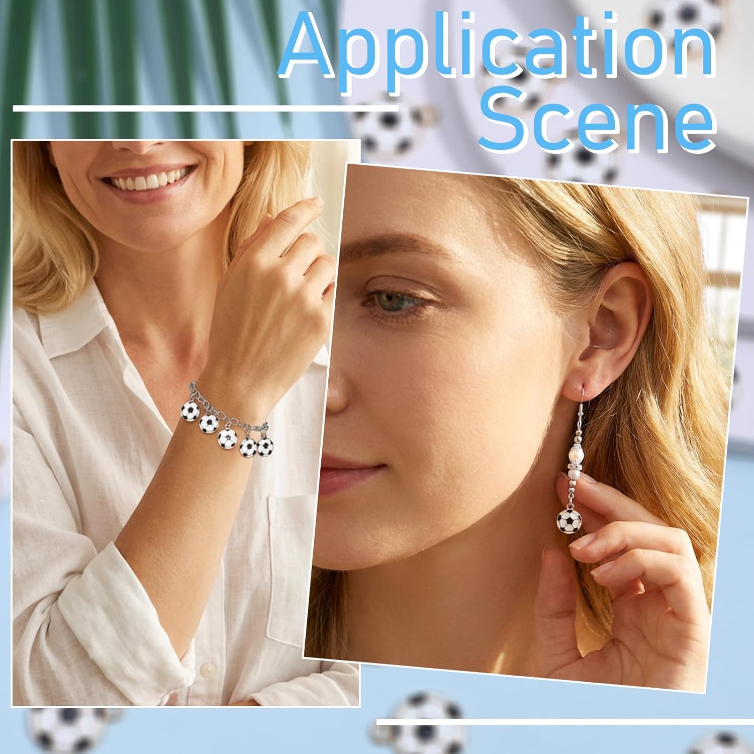 60Pcs Soccer Charms, Enamel Football Charms 16mm Round Ball Pendants Alloy Sport Game Pendants for Jewelry Making DIY Bracelet Necklace Craft Supplies - Image 3