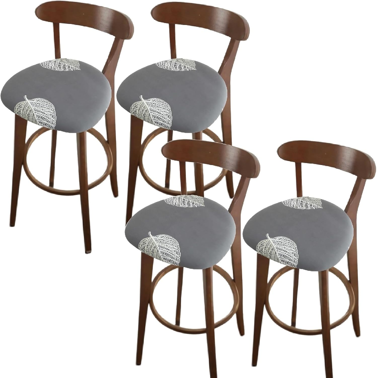 Counter Stool Covers Round/Oval,Stretch Swivel Chair Slipcovers With Elastic Bands ,Set Of 2/4/6 Washable Bar Stool Seat Covers, Kitchen Island Stool Covers For 12-15Inch Counter Stool(Gray1,4pcs)