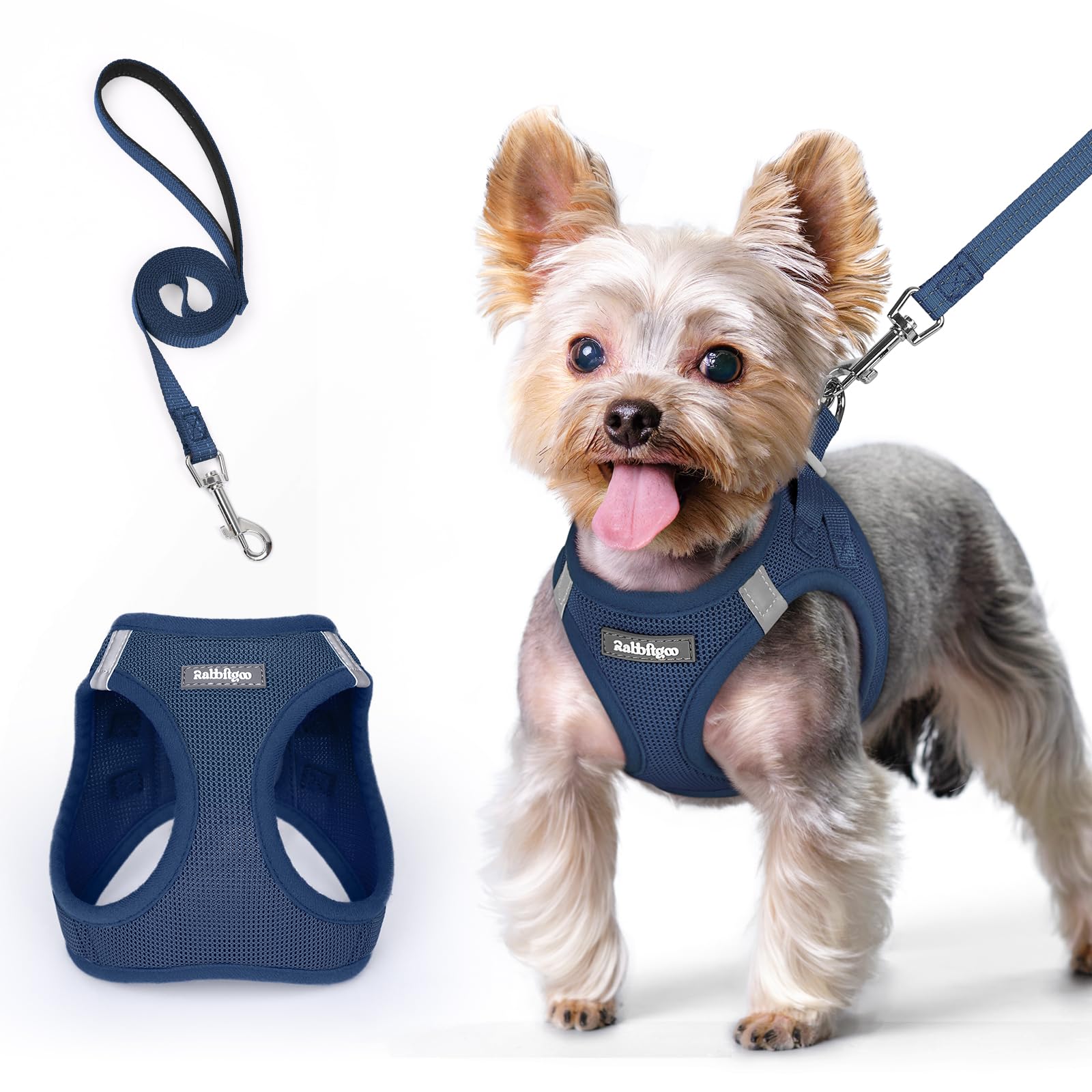 rabbitgoo Arnes Perro Pequeño con Correa de 156cm, Azul Oscuro, XS