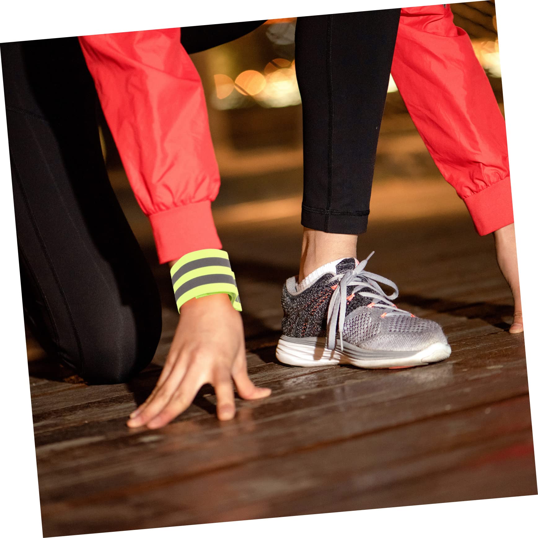 Happyyami 12paia Fasce Riflettenti per Corsa Notturna di Bracciali Elasticizzati per Jogging Ciclismo e attività Outdoor Alta visibilità e Comfort Assicurato
