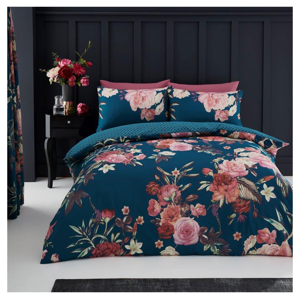 GC GAVENO CAVAILIA Gaveno Cavailia Flora Luxurious Bed Set with Duvet Cover and Pillow Cases, Polyester-Cotton, Single-Teal
