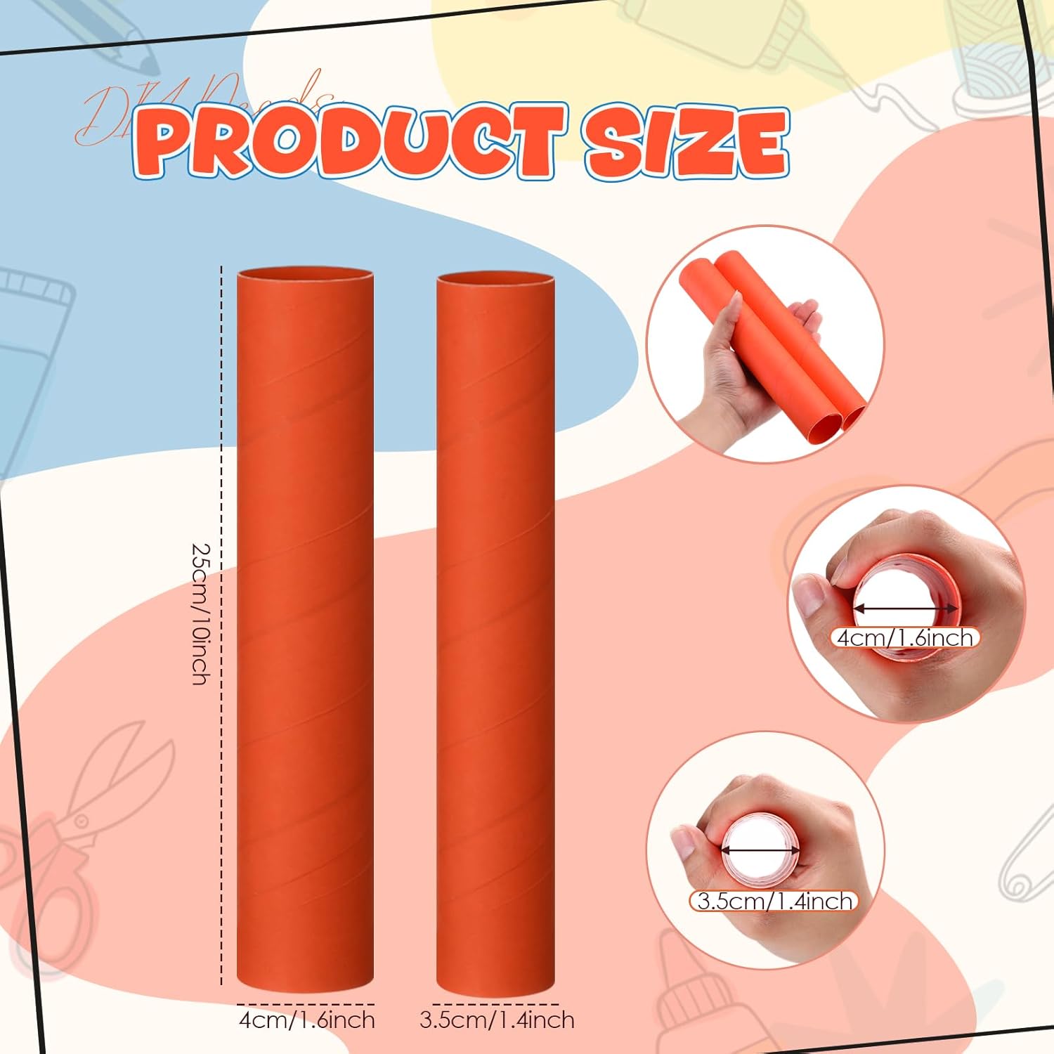 MotiMind 60 Pcs Cardboard Tubes for Craft 2 Size Empty Paper Towel Rolls Cardboard Toilet Paper Tubes Bulk for DIY Projects(Multicolor,1.4 x 10 Inch, 1.6 x 10 Inch)