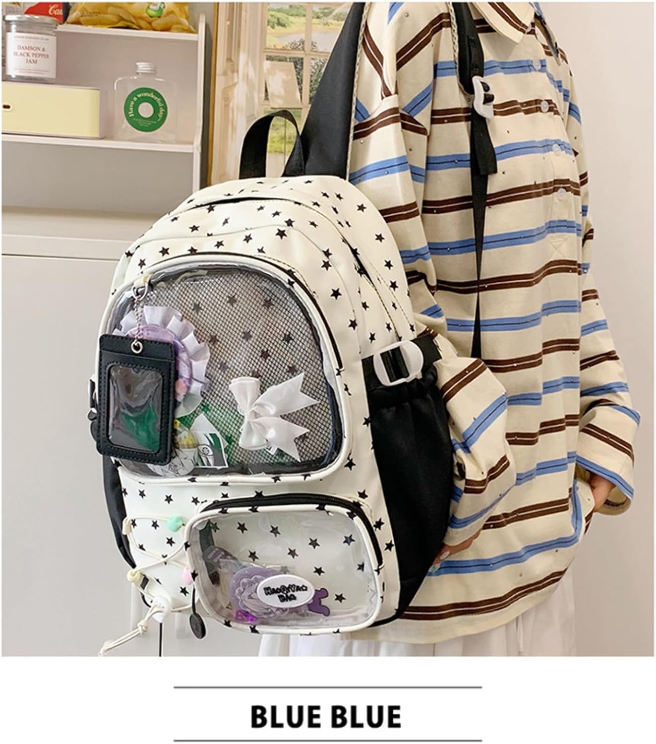 Kawaii Ita Backpack Aesthetic Anime Backpack for Pins, Badges with Laptop Sleeve for Cosplay and Concert (black) image 5