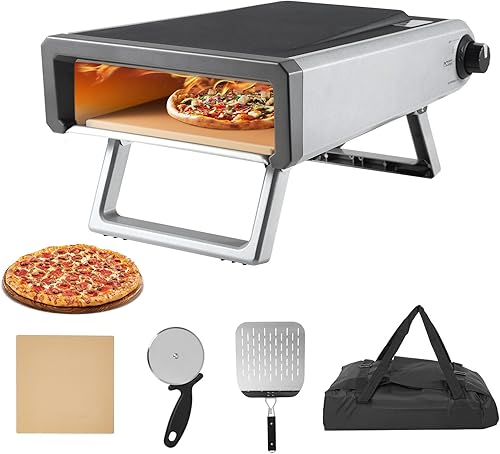 Horno de pizza, horno de pizza de 12 pulgadas para exteriores con propano a gas y accesorios portátiles para hacer camping en el patio trasero al