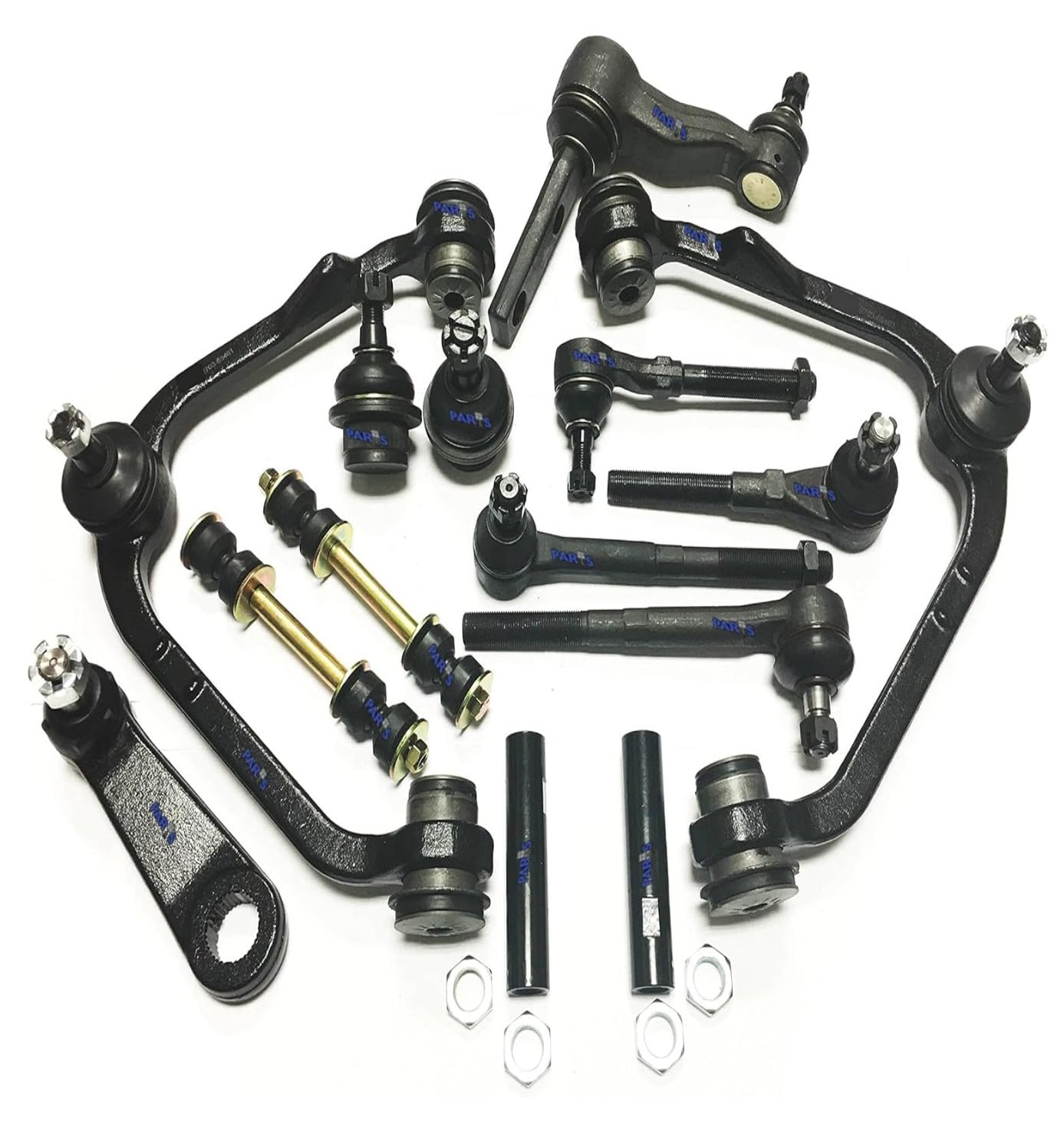 PartsW - 14 PC Suspension Kit For FORD Expedition 97-02 2WD/ FORD F-150 97-03 2WD / Control Arms w/Ball joints Pitman and Idler Arms (With 2.5" Bolt Pattern) Tie Rod Ends Adjusting Sleeves