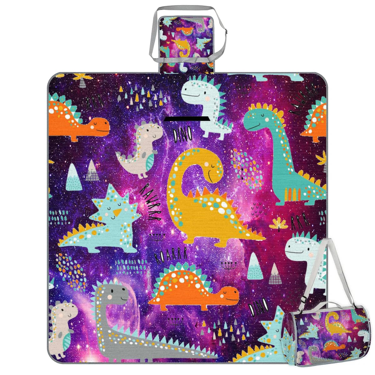 Manta de picnic con diseño de dinosaurios, 150 x 145 cm, plegable, para exteriores, playa, impermeable, para la familia, playa, camping, senderismo, picnic