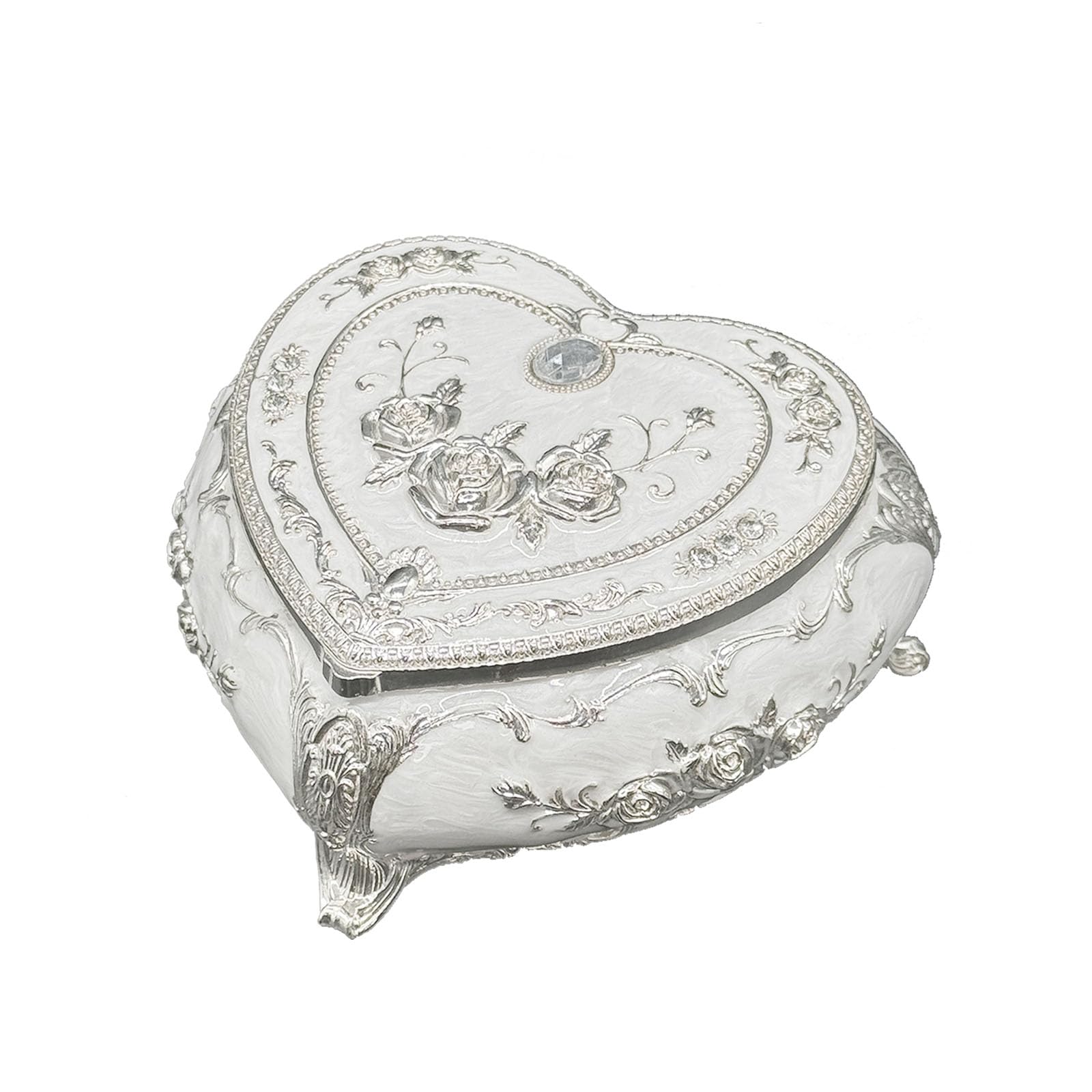 Vintage Ornaments Jewelry Trinket Boxes With Mirror Ring Earrings Necklace box of hearts Carved Flower Metal Organizer Valentine