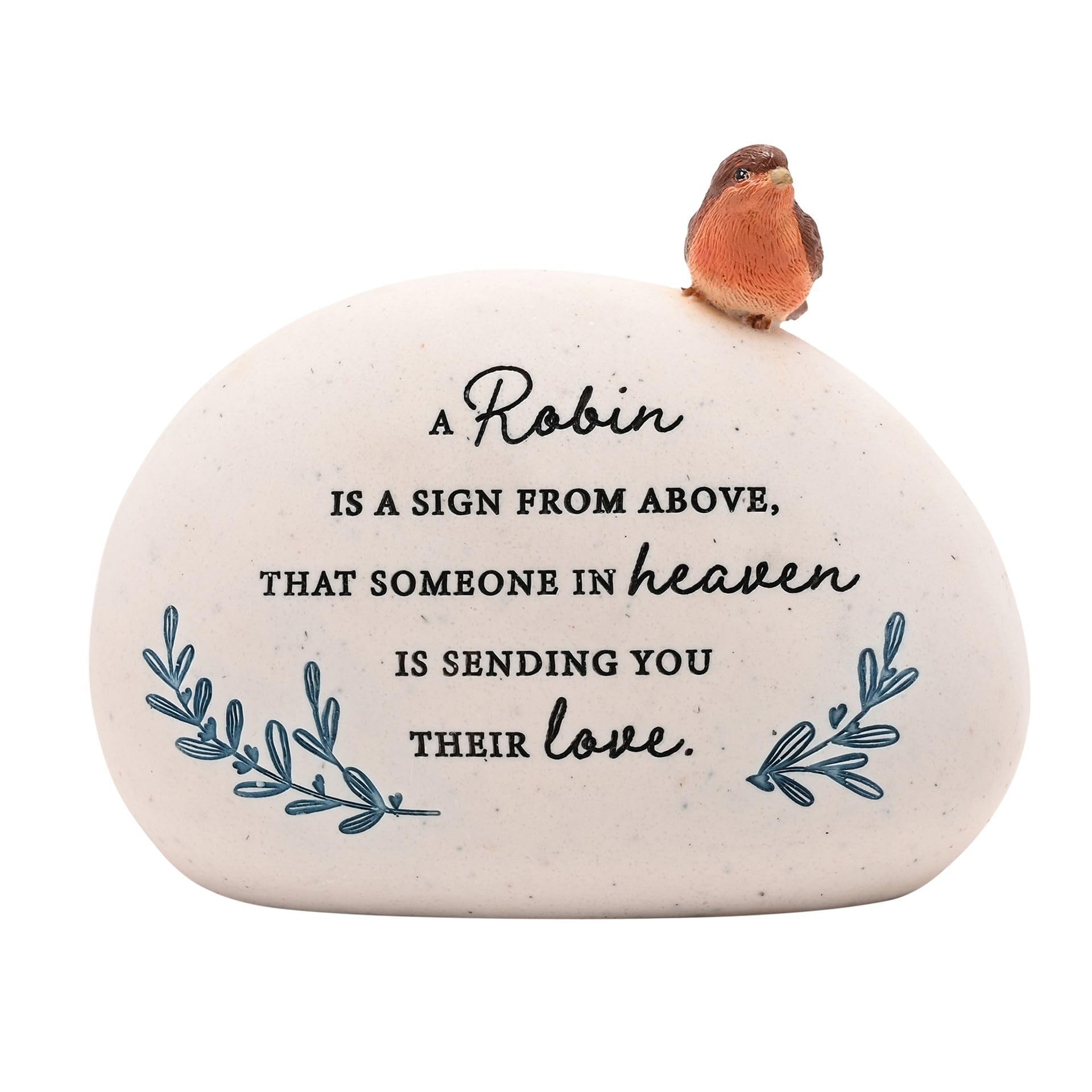 Memorial Robin Graveside Plaque – Someone in Heaven Remembrance Ornament, In Loving Memory Grave Decoration, Sympathy Gift for Loss of Loved One