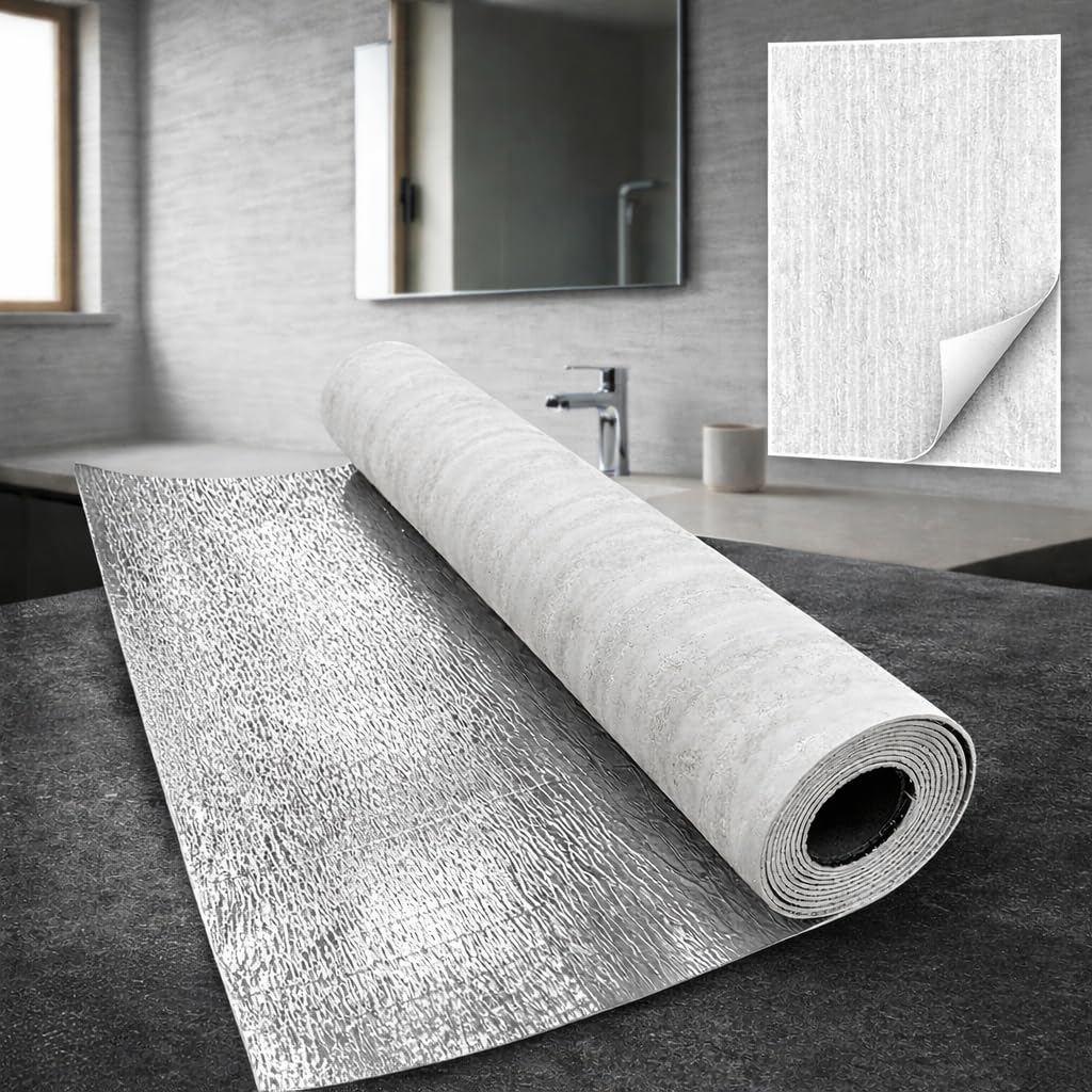 1,8 m² SXP Rouleau de revêtement mural autocollant 3D, 60 x 300 cm, panneau mural flexible, aspect pierre en béton, imperméable et isolant thermique, papier peint pour mur et plafond, béton gris clair