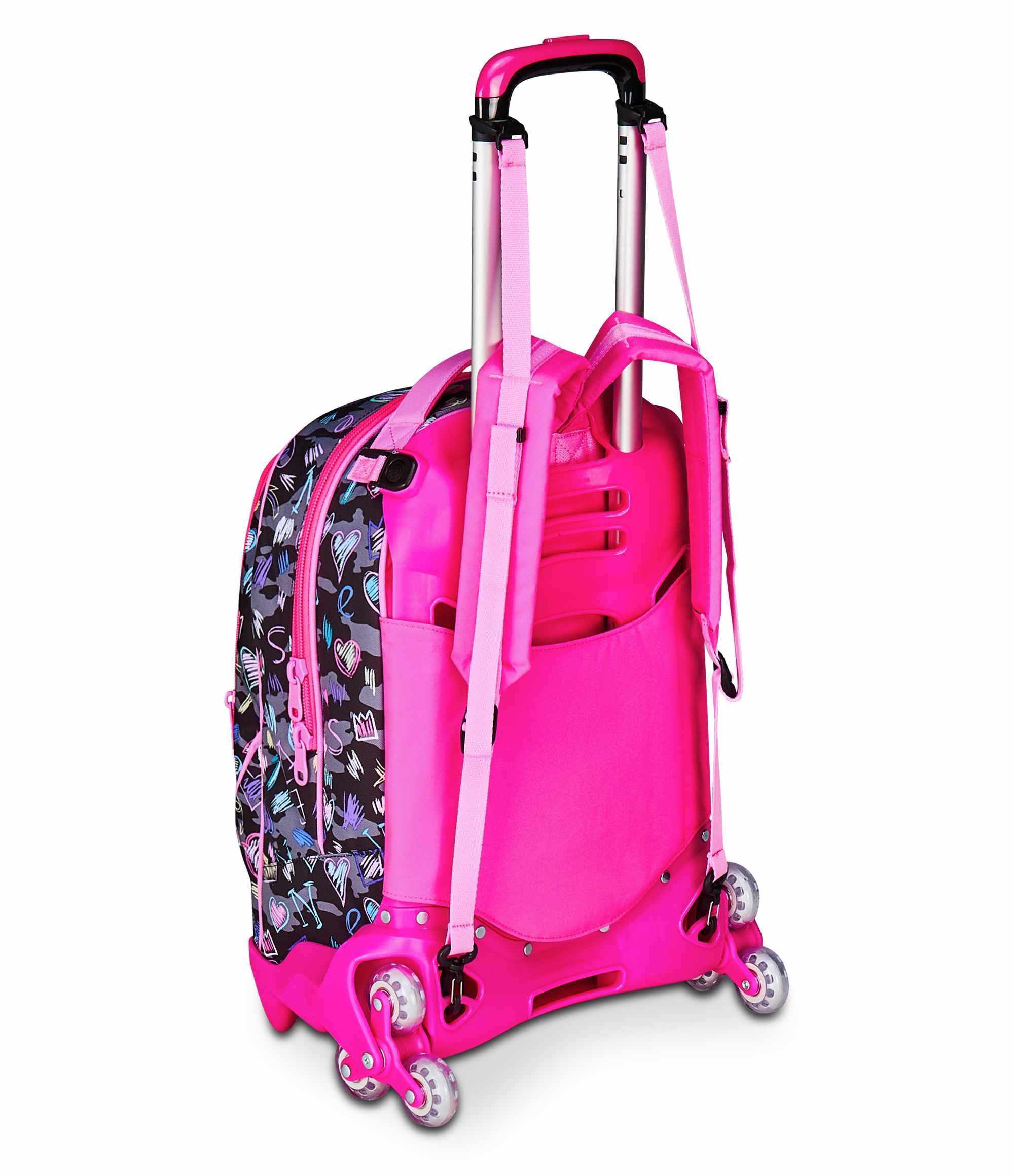 SJ GANG STYLE JAM GANG Trolley Scuola Jack 3 Ruote, Multicolore, 3 in 1, Zaino Triplo Uso con Carrello Sganciabile, 33 L, Zaino Scuola Elementare, Zaino Bambina