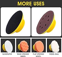 Vista 5 de S SATC Bloques de lijado de 5 pulgadas, bloque de lijado de gancho y bucle, 2 piezas redondas y de ratón para lijado a mano para restauración