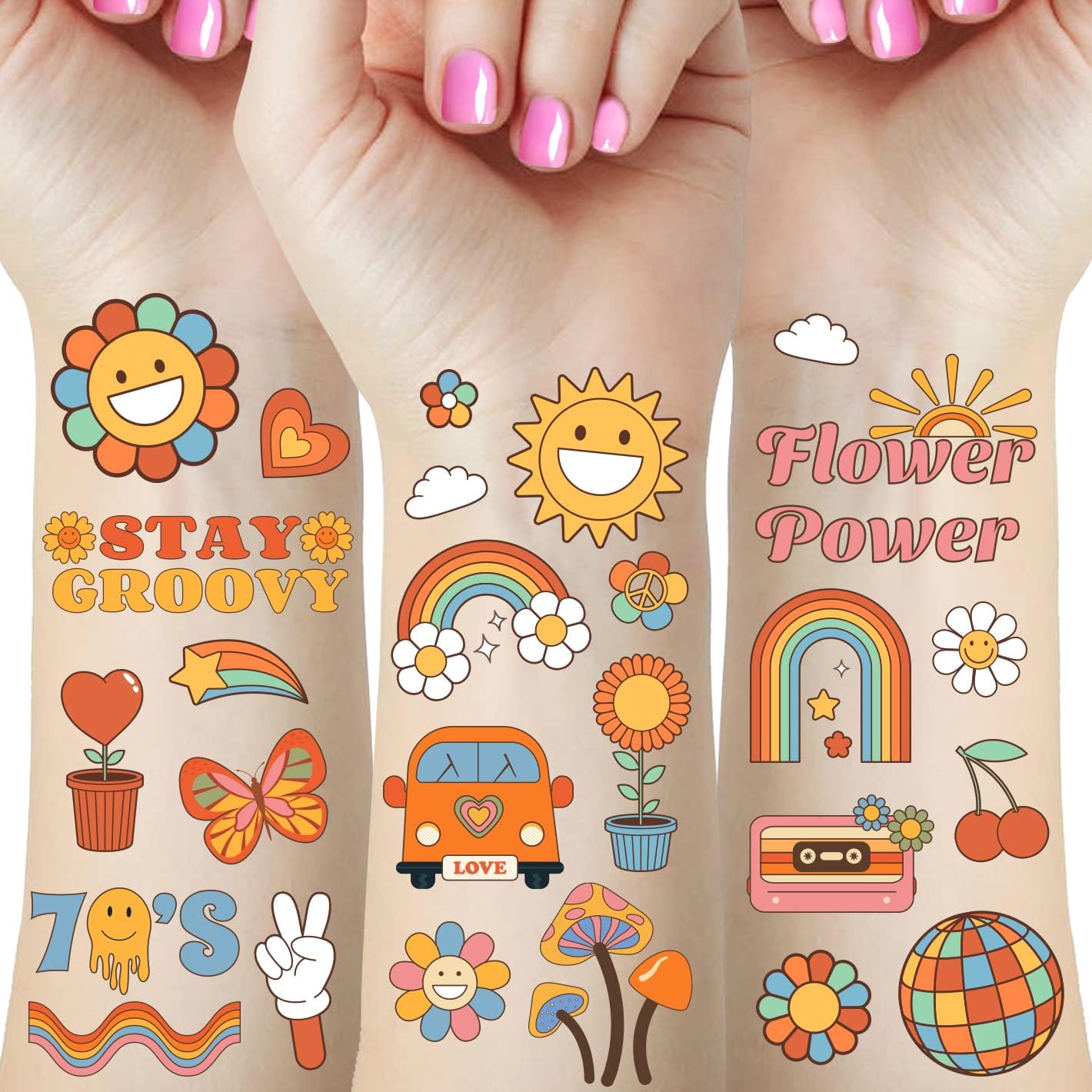 158 Pcs Hippie Temporary Tattoos, Face Tattoos Stickers