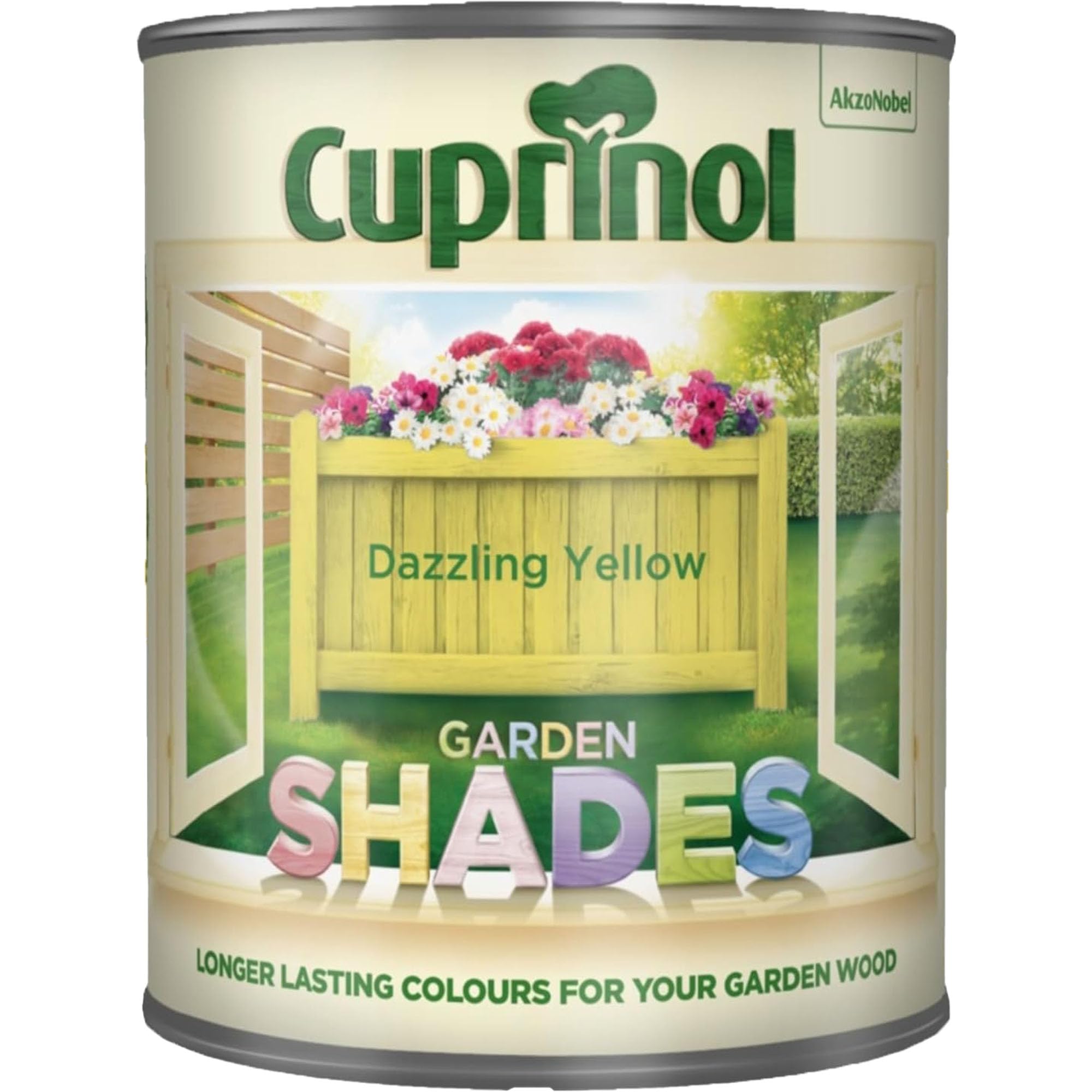 DUAYRA Garden Shades Paint | Quick Drying Water Based | For Garden Fence, Shades, Benches, Terracotta, Brick, Stone | Exterior Wood Furniture | Long Lasting (Dazzling Yellow, 1 Liter)