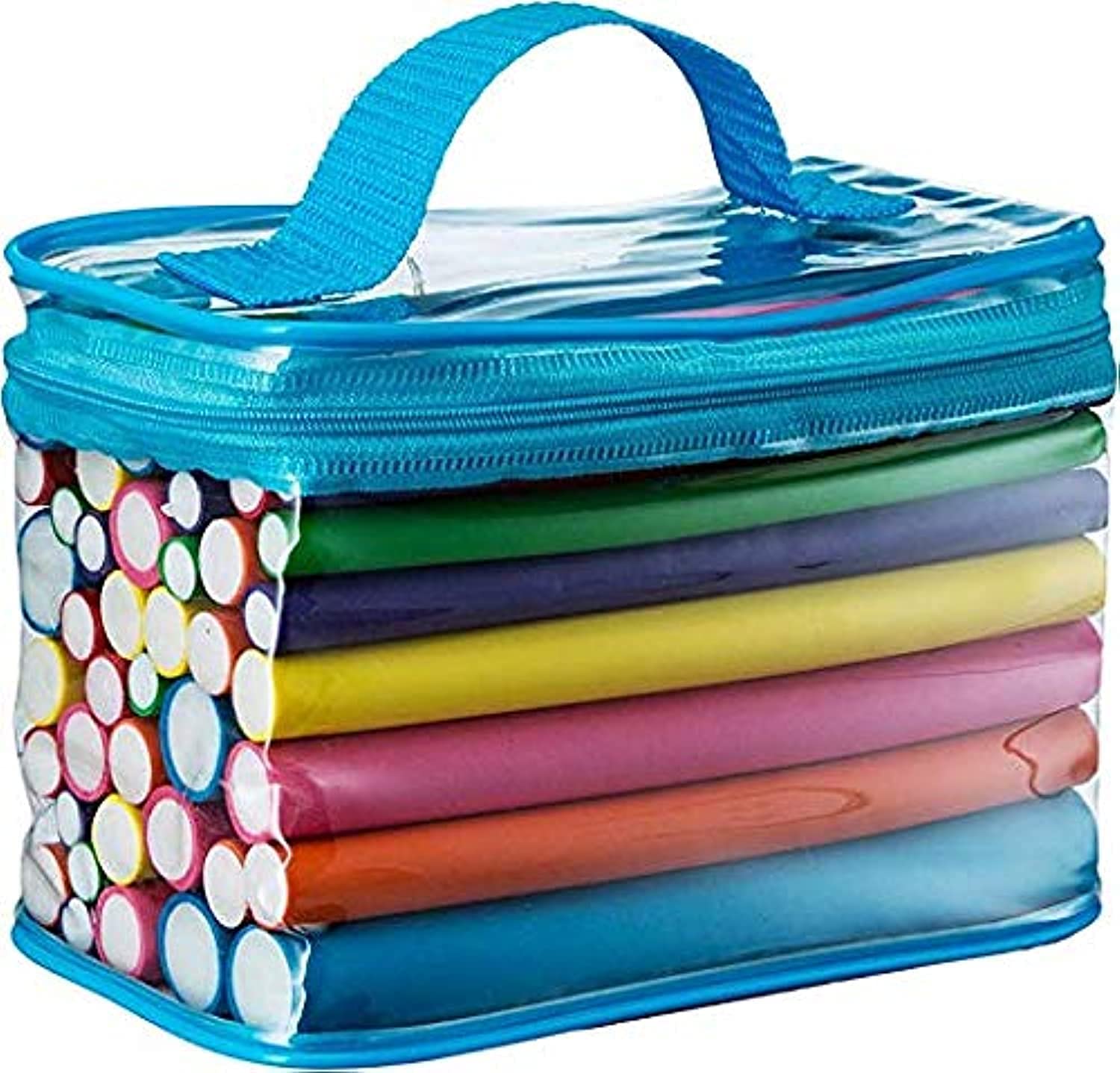 DELEE Universal Hair Curler Rods Set (Pack of 42) - Sponge Material, 7 Sizes (7/8", 11/16", 5/8", 9/16", 1/2", 7/16", 3/8") - Colorful, Curly Hair Type