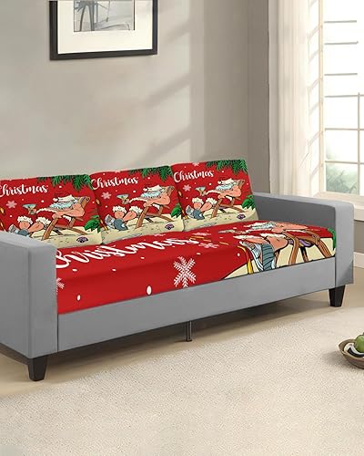 Miniatura 22 de Fundas de cojín para sofá de Navidad con diseño de muñeco de nieve gris, funda elástica para sofá con parte inferior elástica, fundas de sofá