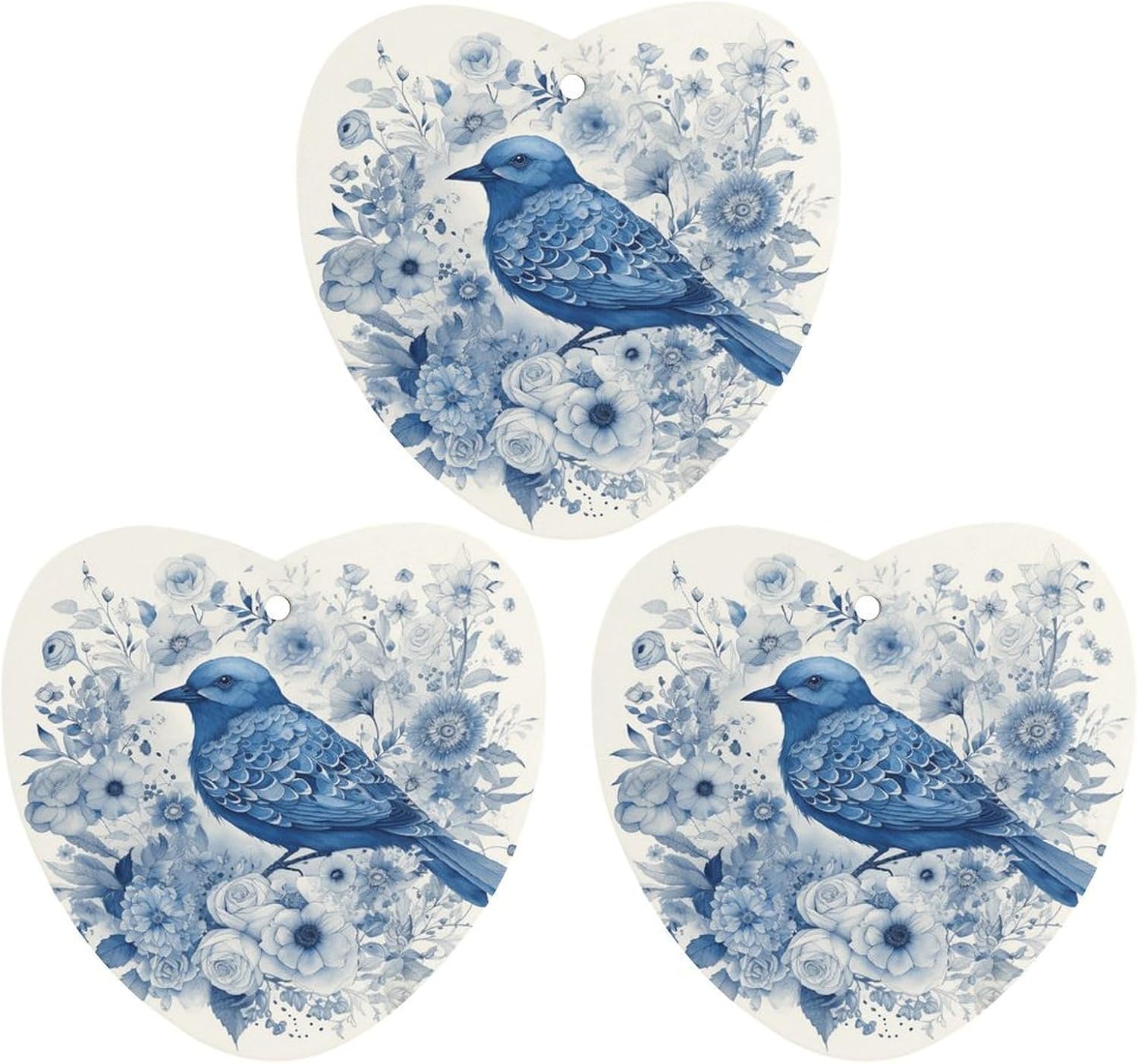 3PCS Bluebird And Flowers Car Air Freshener Hanging Scented Cards Cute Black Car Fresheners Long Lasting New Cars Scents for Women Men Natural Air Freshener with Lanyard Automotive Freshies