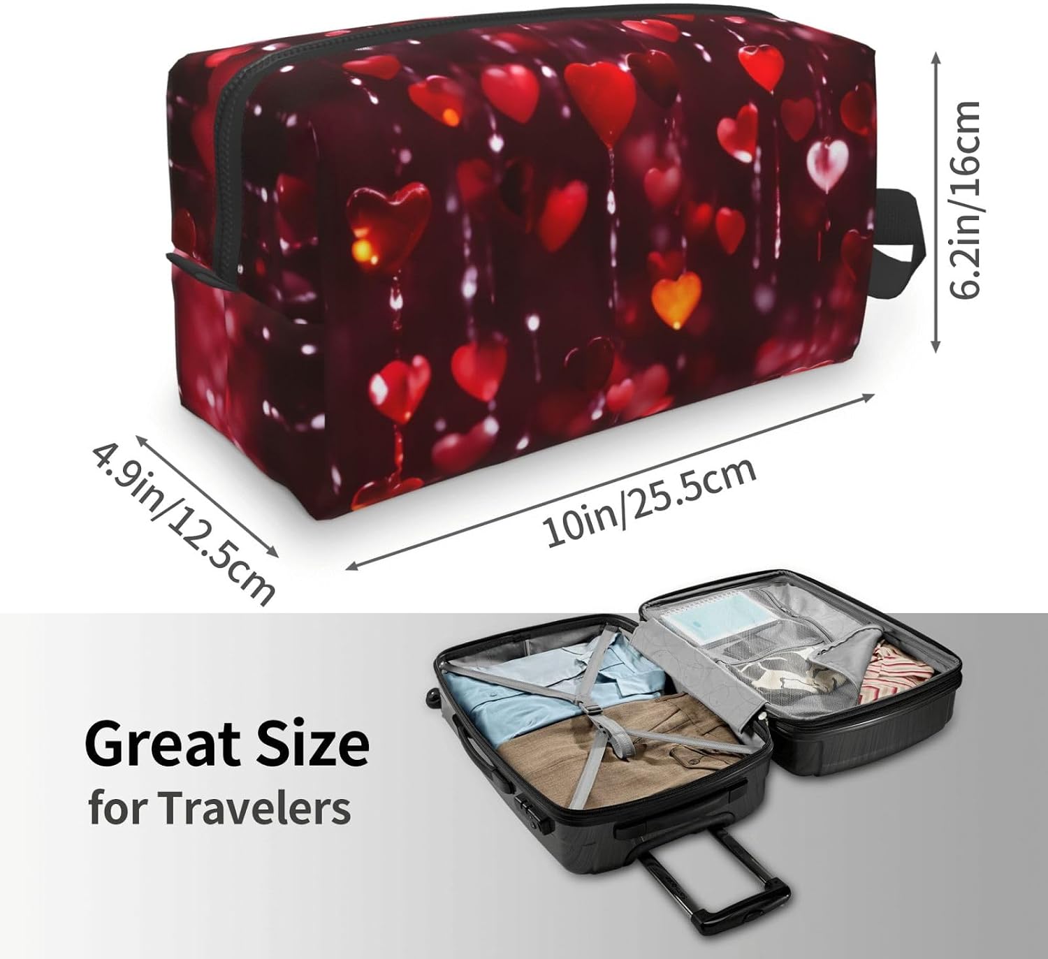 Abstract Heart Print Large Capacity Travel Toiletry Bag for Women Men Cosmetic Pouch Daily Organizer image 4
