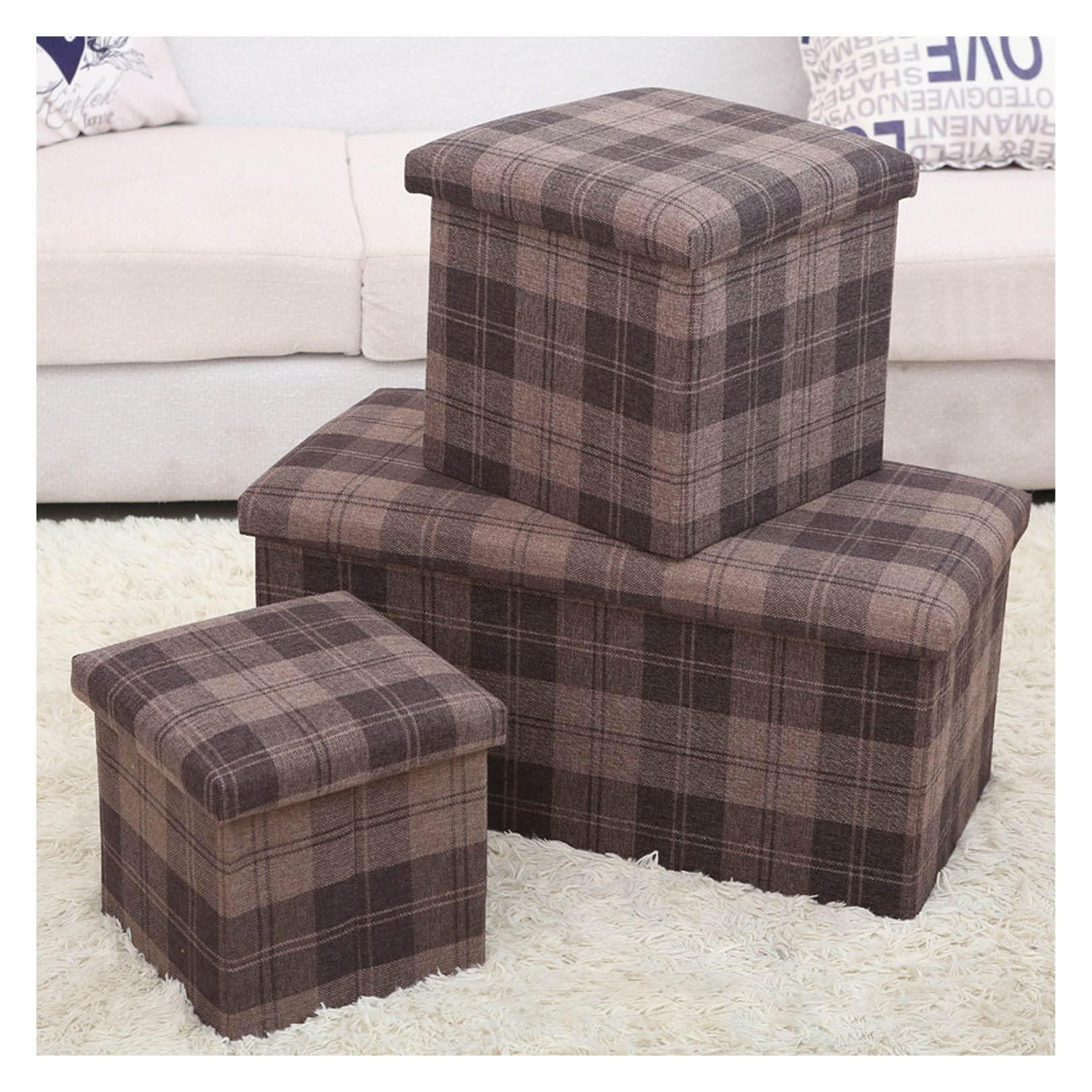 Pouf repose-pieds et tabouret bas en lot de 3 design pour salon et entrée