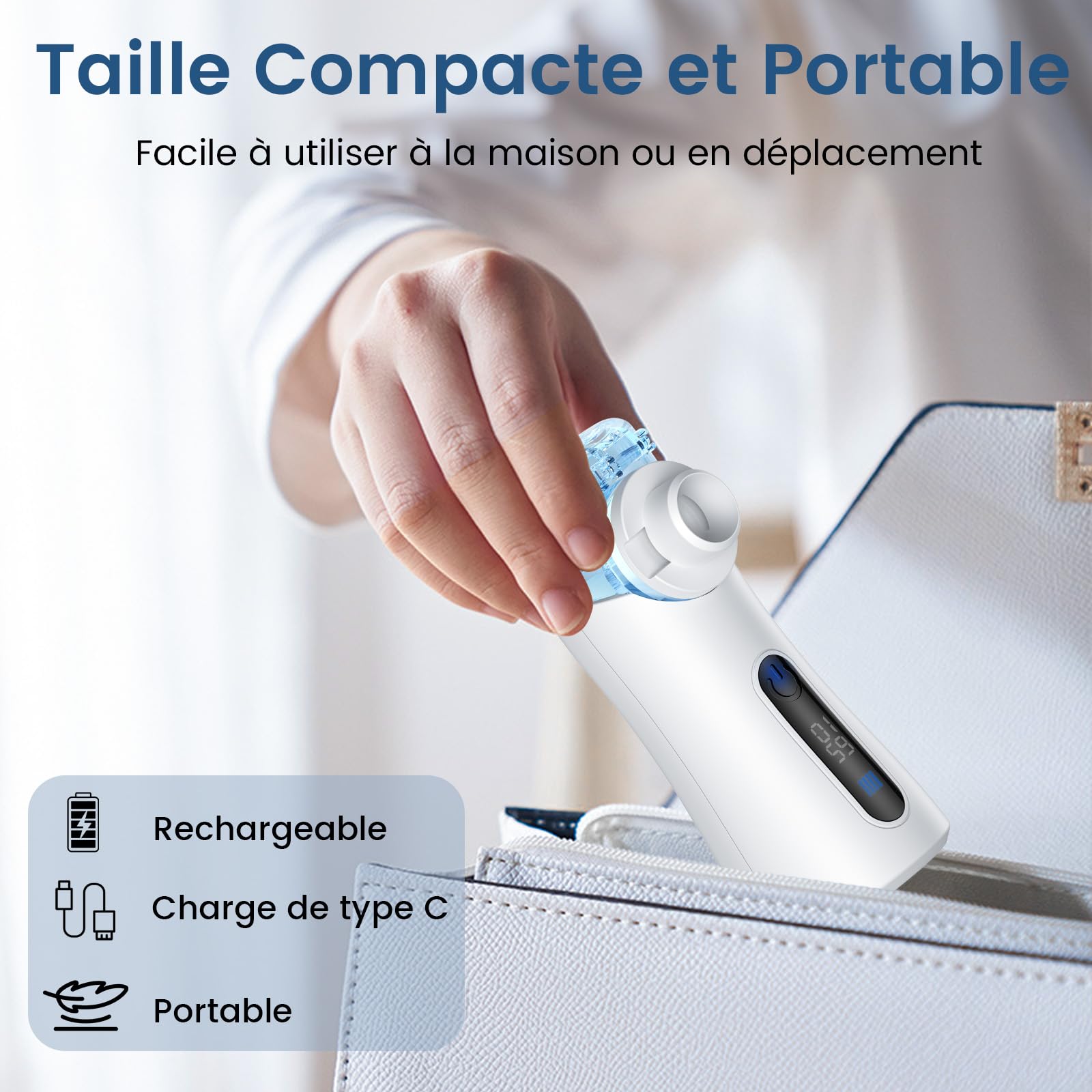 Nébuliseur Ultrasonique Portable 85g | Enfants & Adultes | 2 Modes | Batterie 1h | Silencieux 30dB | Écran LED