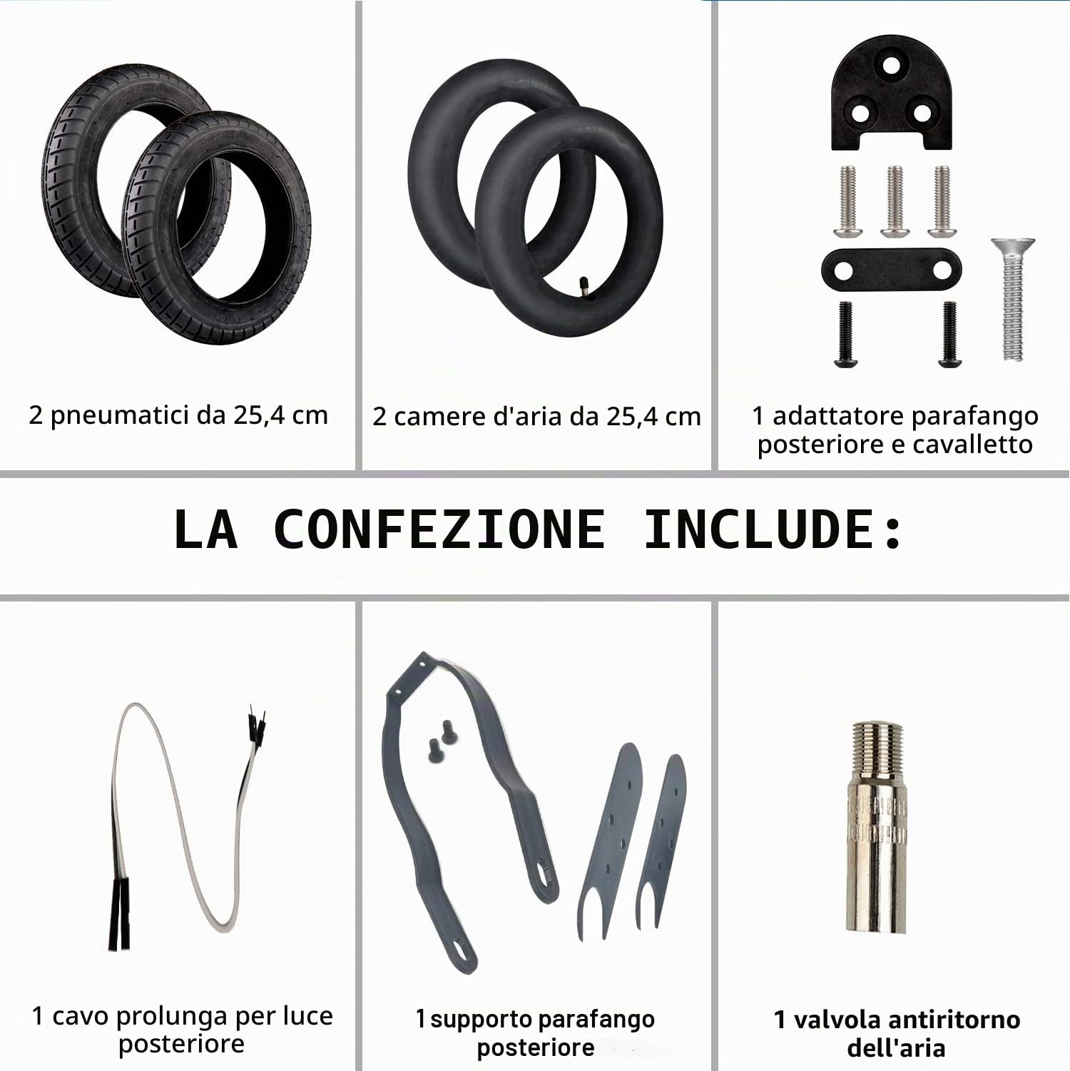 ANSENI Kit Ruote 10 Pollici per Xiaomi M365,Pro, Ricambi Monopattino Elettrico, Gomme di Ricambi, Aggiornamento della Ruota Xiaomi M365 da 8,5" a 10" (Con supporto 1S/Essential/Pro2/Mi electric 3)
