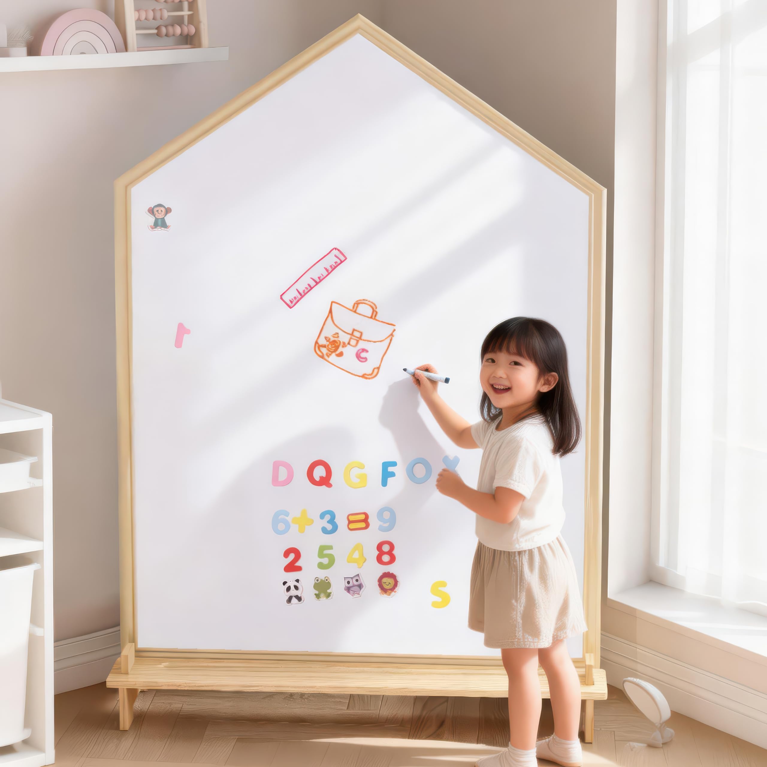 Amazon.co.jp: ホワイトボード 子供 55×77cm｜屋根型お絵描きボード