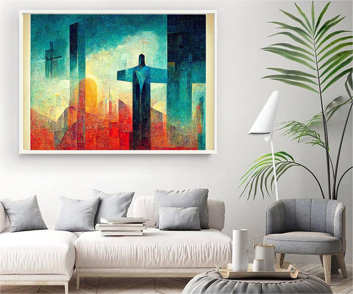 VERRE ART Printed Framed Canvas Painting for Home Decor Office Wall Studio Wall Living Room Decoration (34x22inch White Floater) - Scriptura Auctor