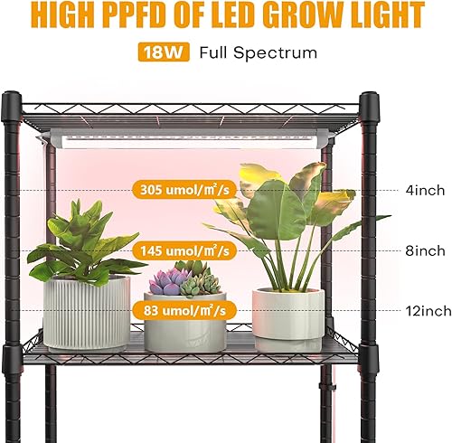 Miniatura 3 de Invernadero de interior con luces de cultivo, 5 niveles 23.2" L×13.4" W×61.4" H Mini invernadero, estante de luz de cultivo con carpa y termómetro,