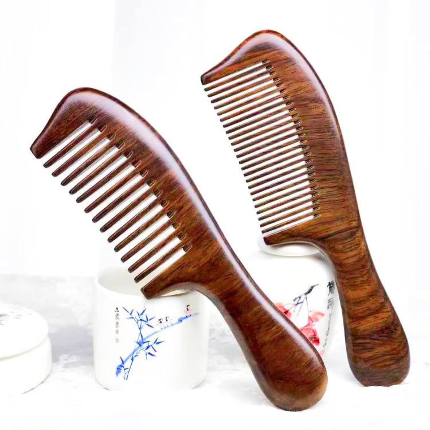 Walnut Wood Hair Comb, Walnut Wood Comb, Walnut Hair Comb, Walnut Hair Brush, Walnut Comb, Walnut Wide Tooth Curly Hair Comb, Natural Seamless Wood Comb, Combs For Women（2 pieces/4 pieces） (Package B)