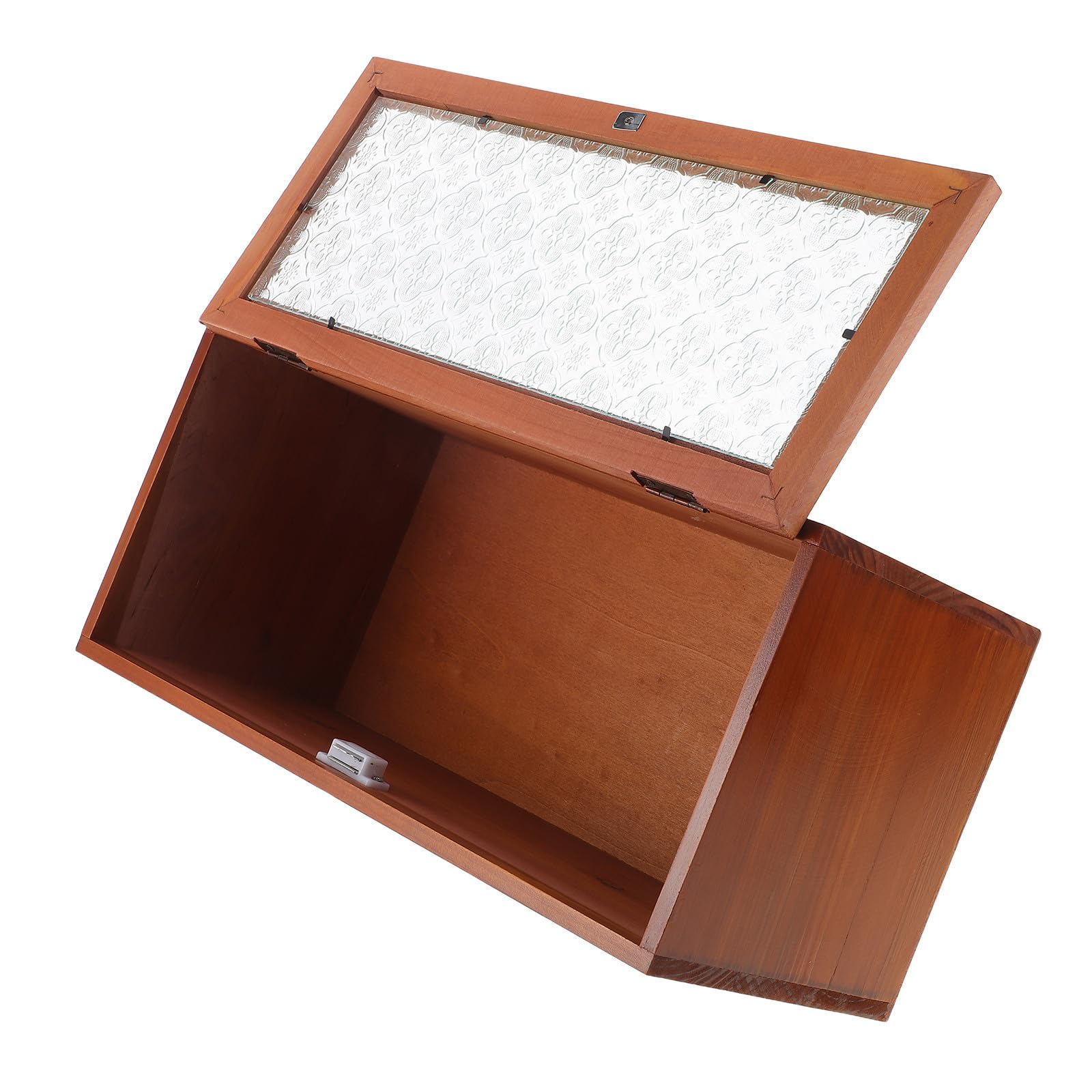 Scatola Organizer in Legno con Coperchio a Ribalta e Vetro