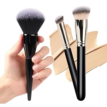 Makeup Brushes Set, Large Powder Brush Foundation Brush and Flawless Concealer Brush 3Pc Foundation Brush Set
