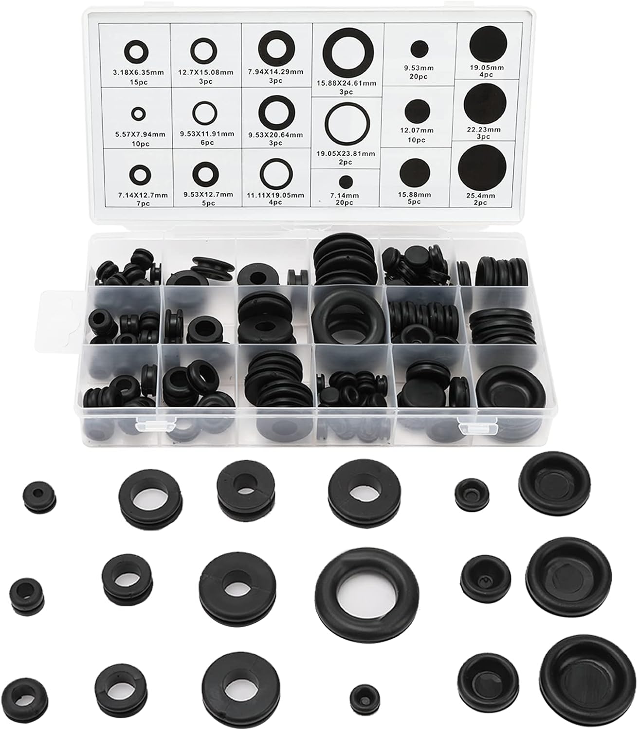 Rubber Grommets Kit Assortment Set Hole Plug Electrical Conductor Ring
