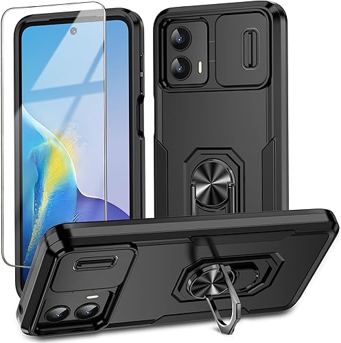 Miniatura 1 de Funda para Motorola Moto G 5G 2023 con cubierta deslizante para cámara + protector de pantalla de vidrio templado, protección completa de la cámara