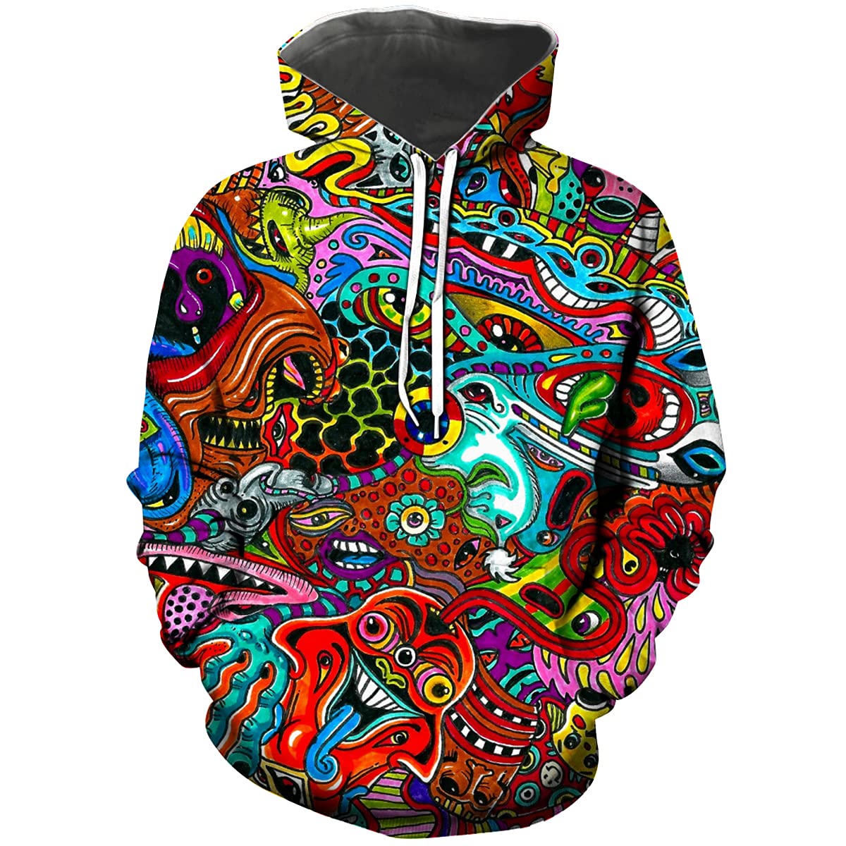 Hisayhe Mens Trippy Hooded Novelty Psychedelic Sweatshirt Pullover Hoodies, Multicolor1, XXXL