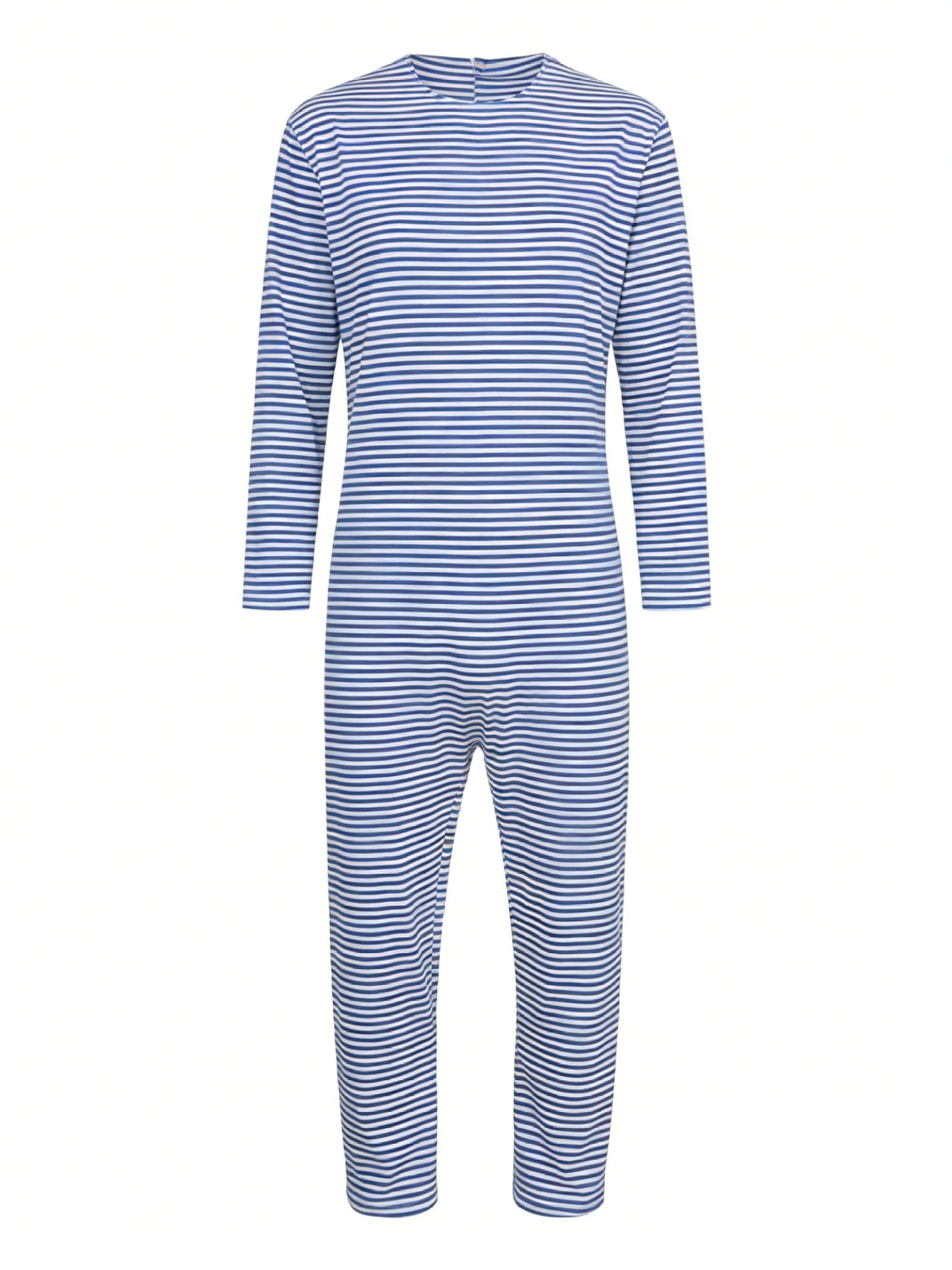 Body de soin pour homme et femme - Manches longues - Rayures - Besoins spéciaux - Combinaison avec fermeture - Pyjama pour la démence Alzheimer Seniors