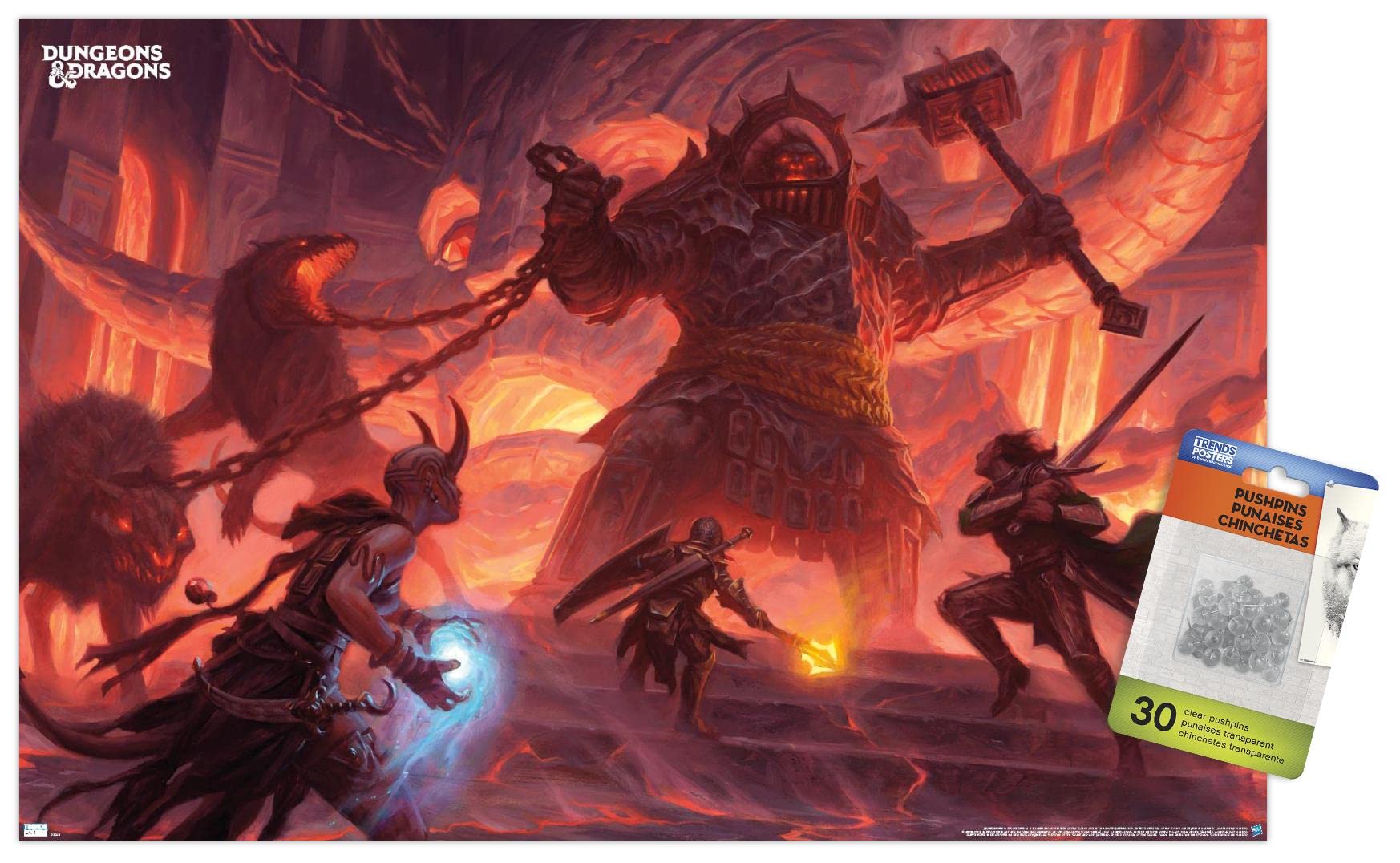 Póster gigante de Calabozos y Dragones con chinchetas decoración pared friki rol 7