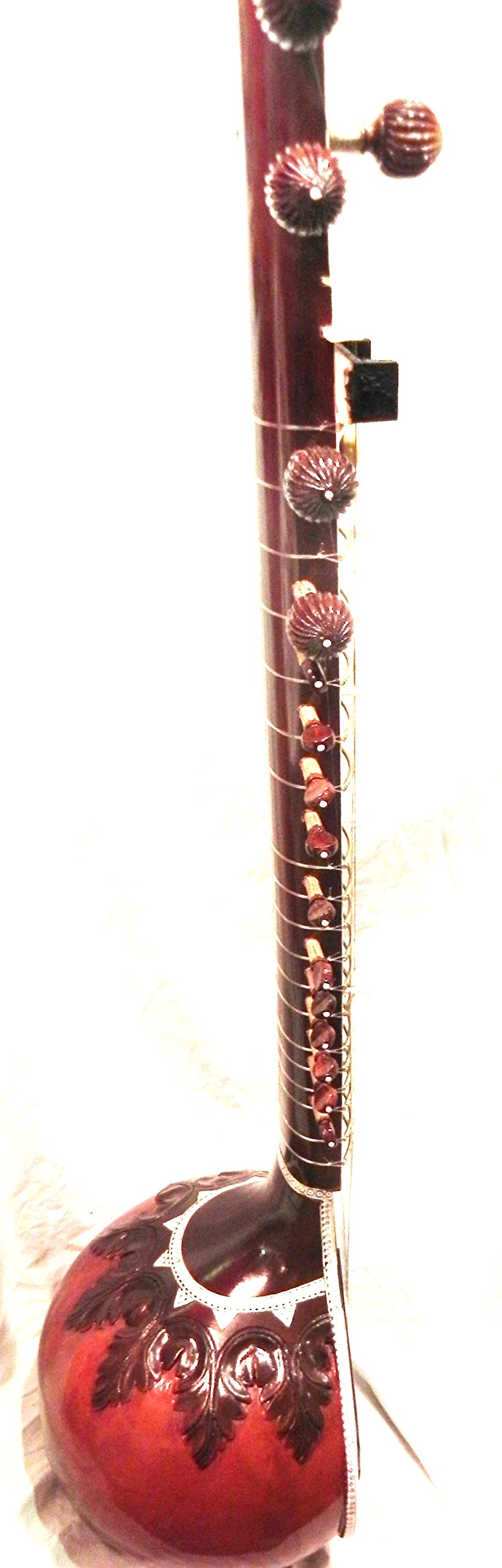 Indischer Maharaja Ravi Shankar Stil Sitar – halb dekoriert mit Faserbox